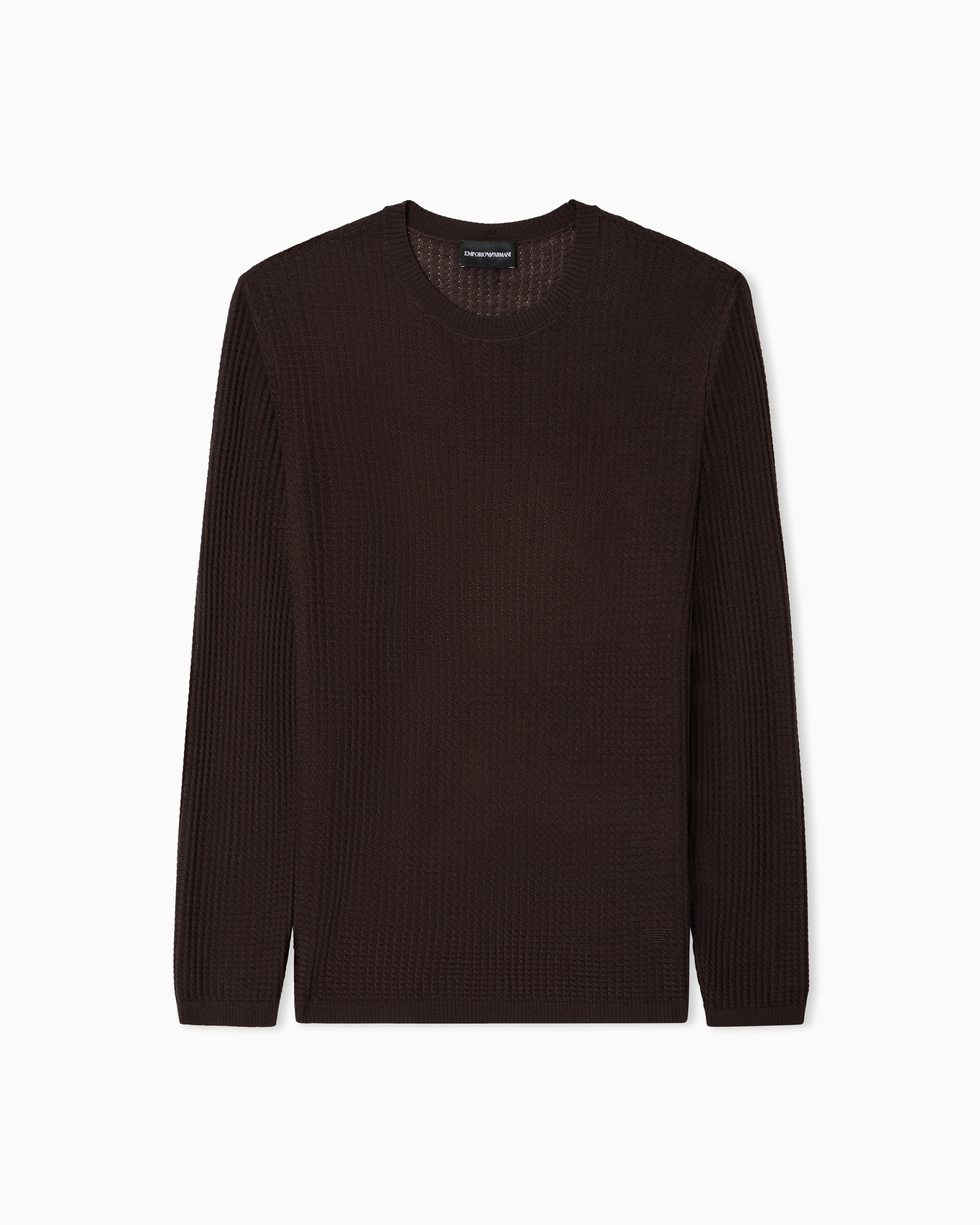 Emporio Armani Brown Lyocell-Blend Jumper In A Tuck Stitch