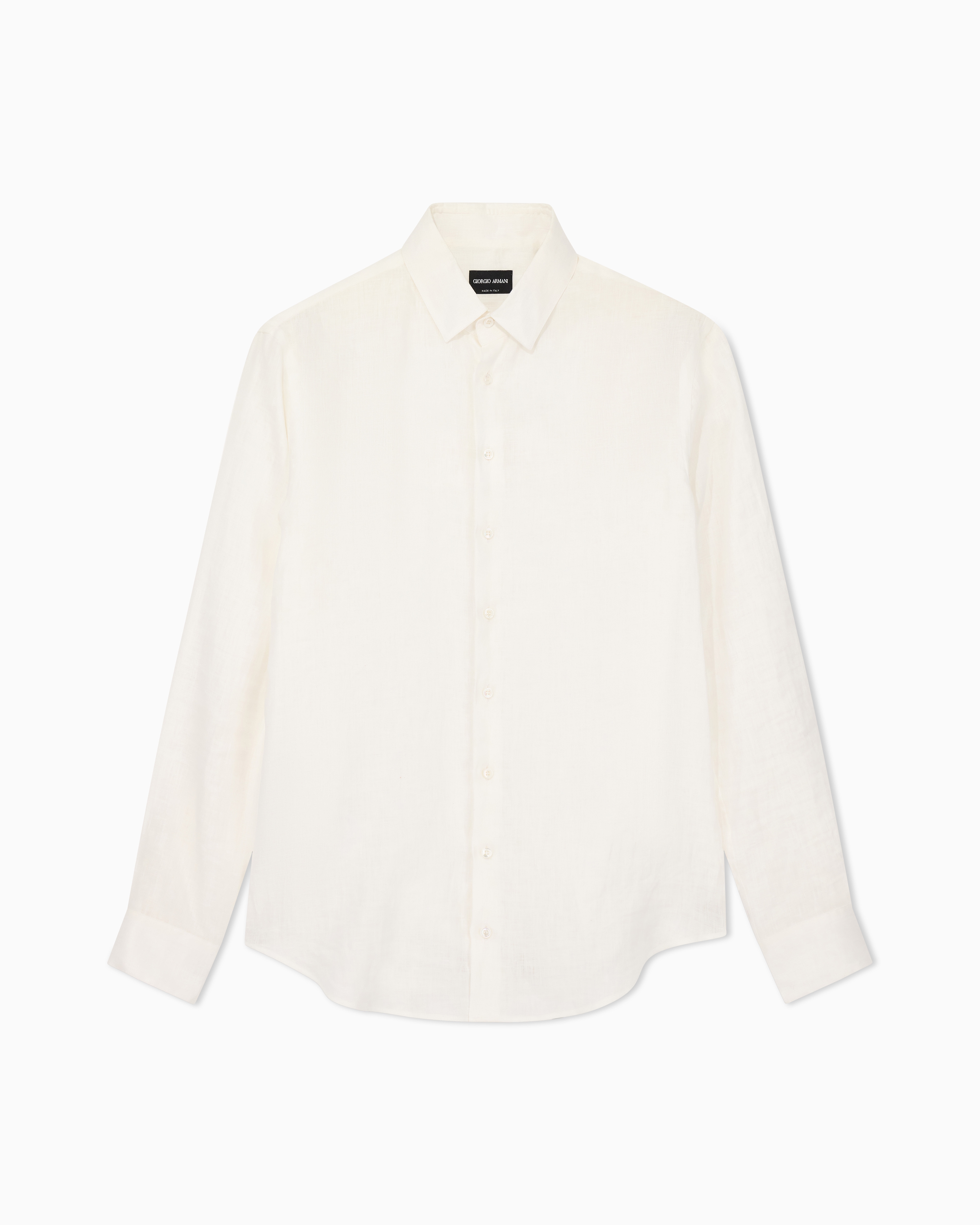 Giorgio Armani White Regular-Fit Shirt In Linen