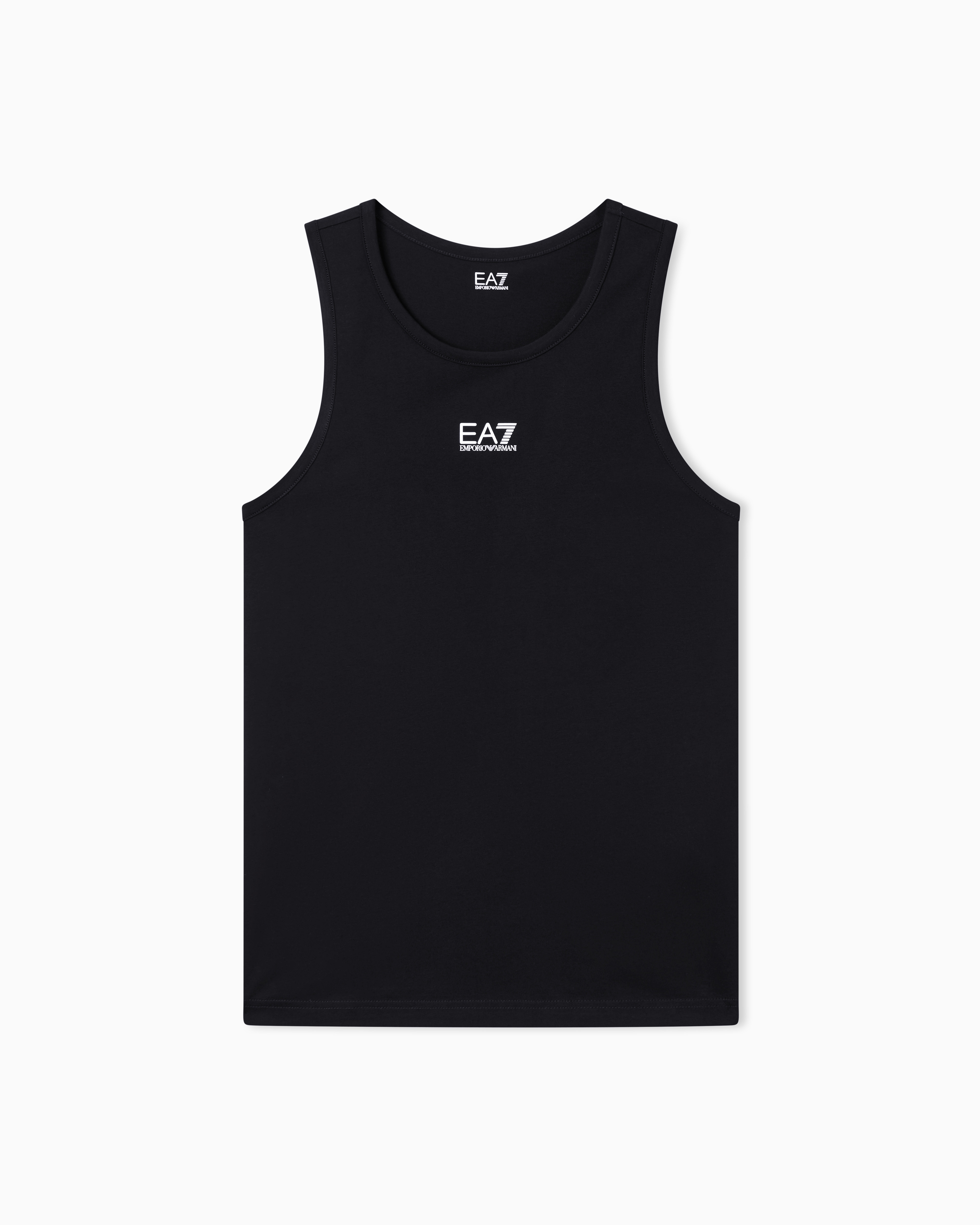 Ea7 Black Core Identity Cotton Jersey Tank Top