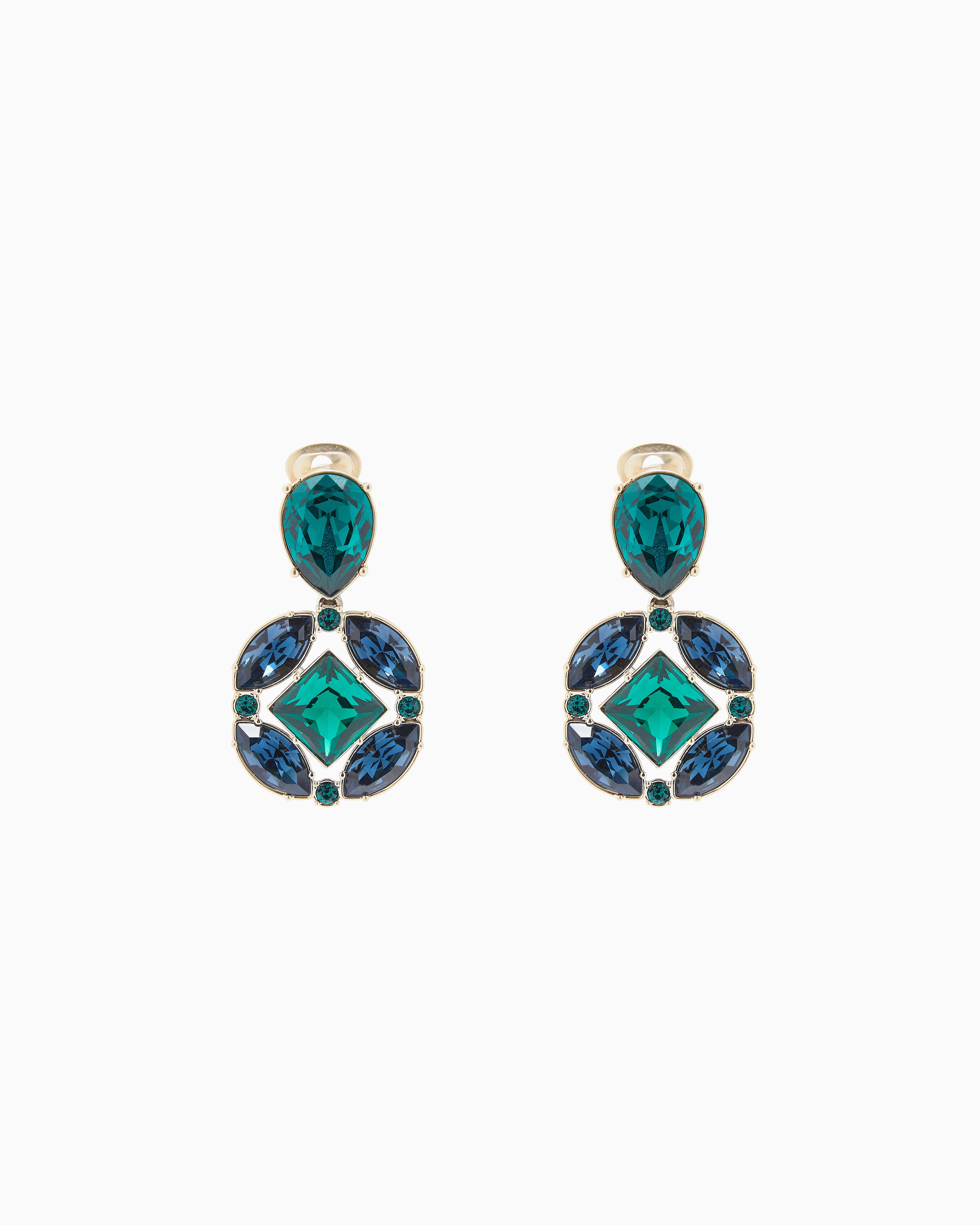 Giorgio Armani Green Pendant Earrings With Swarovski Crystals