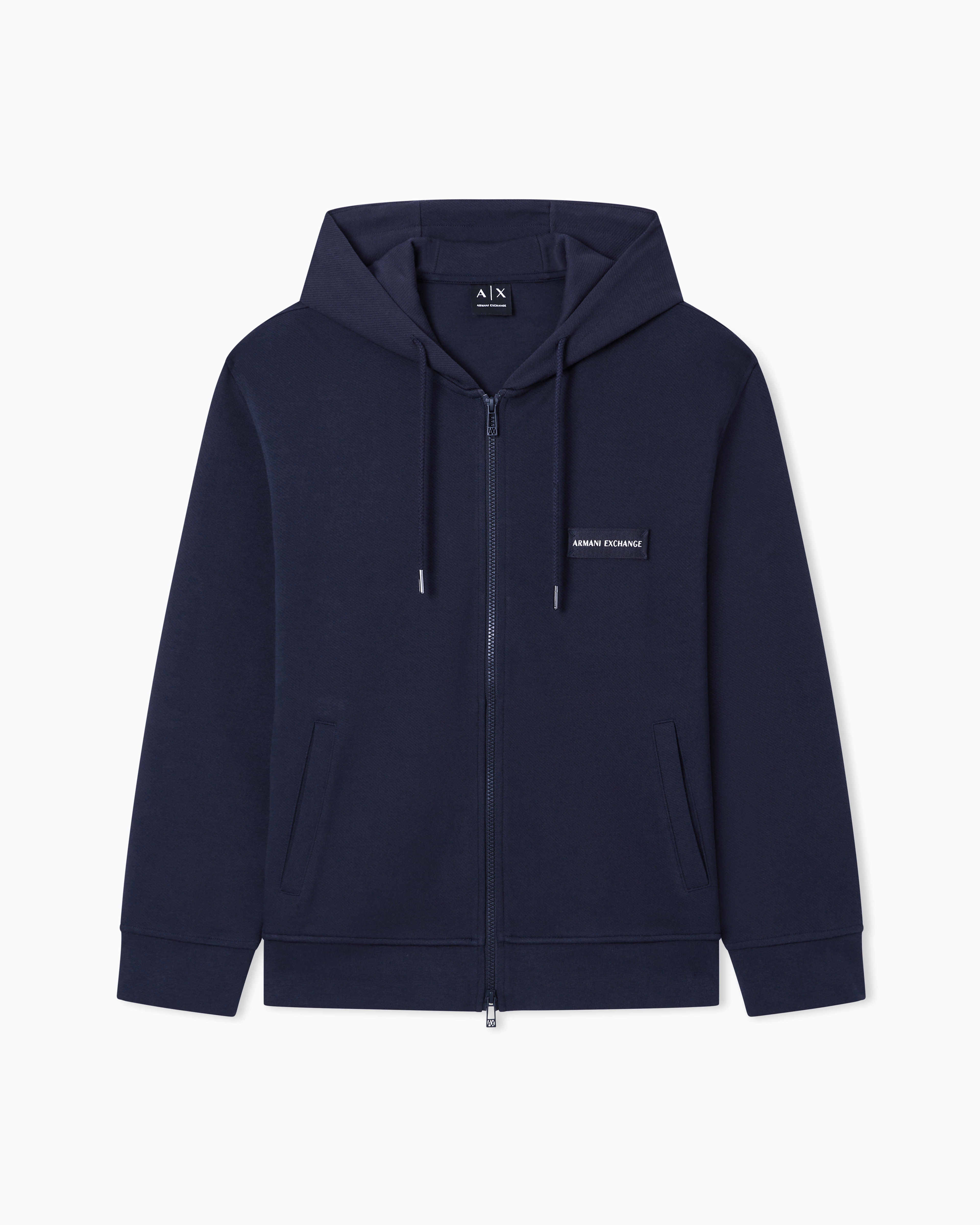 Armani Exchange Navy Blue Zip-Up Cotton Sweatshirt