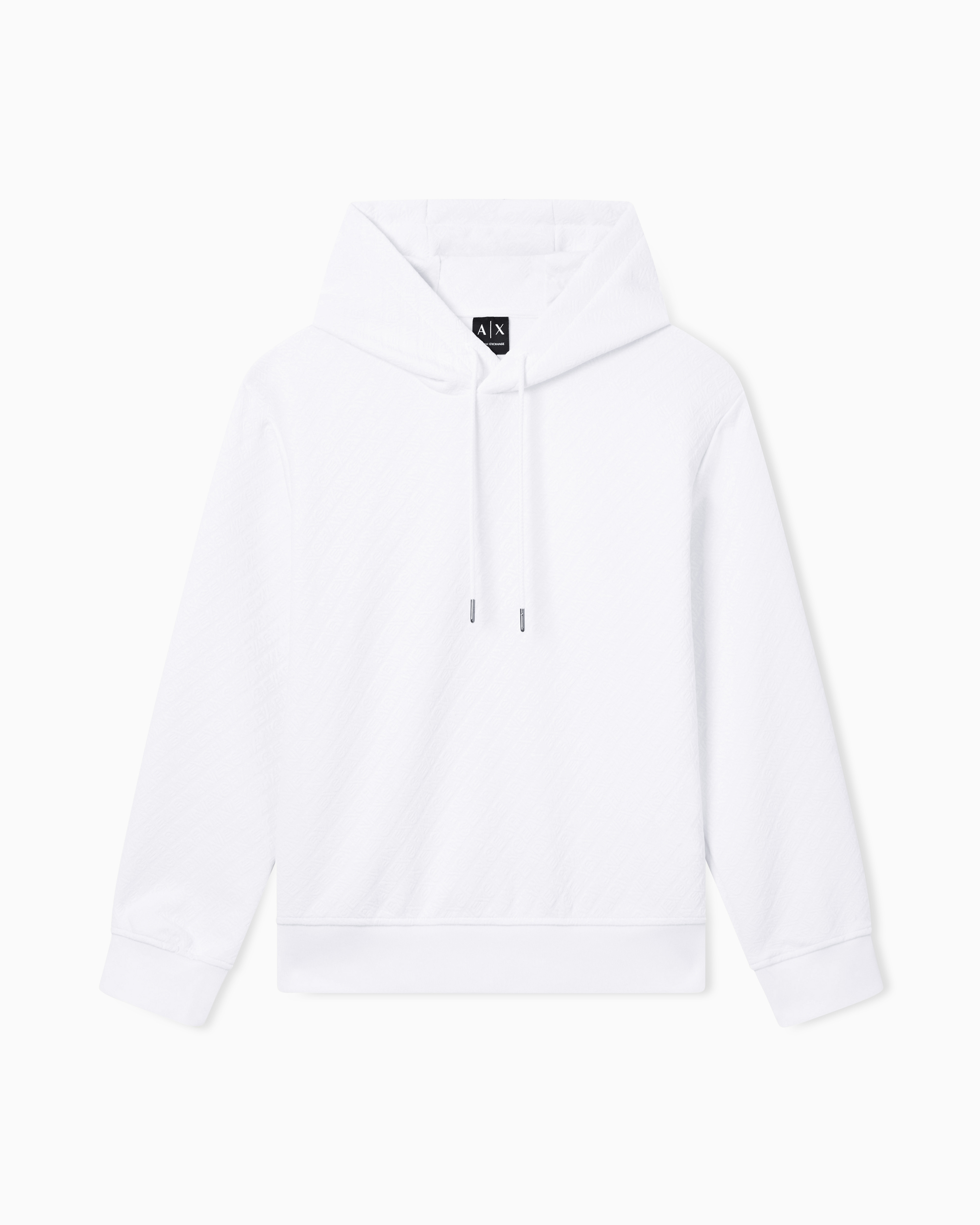 Armani Exchange White Stretch Jacquard Hoodie