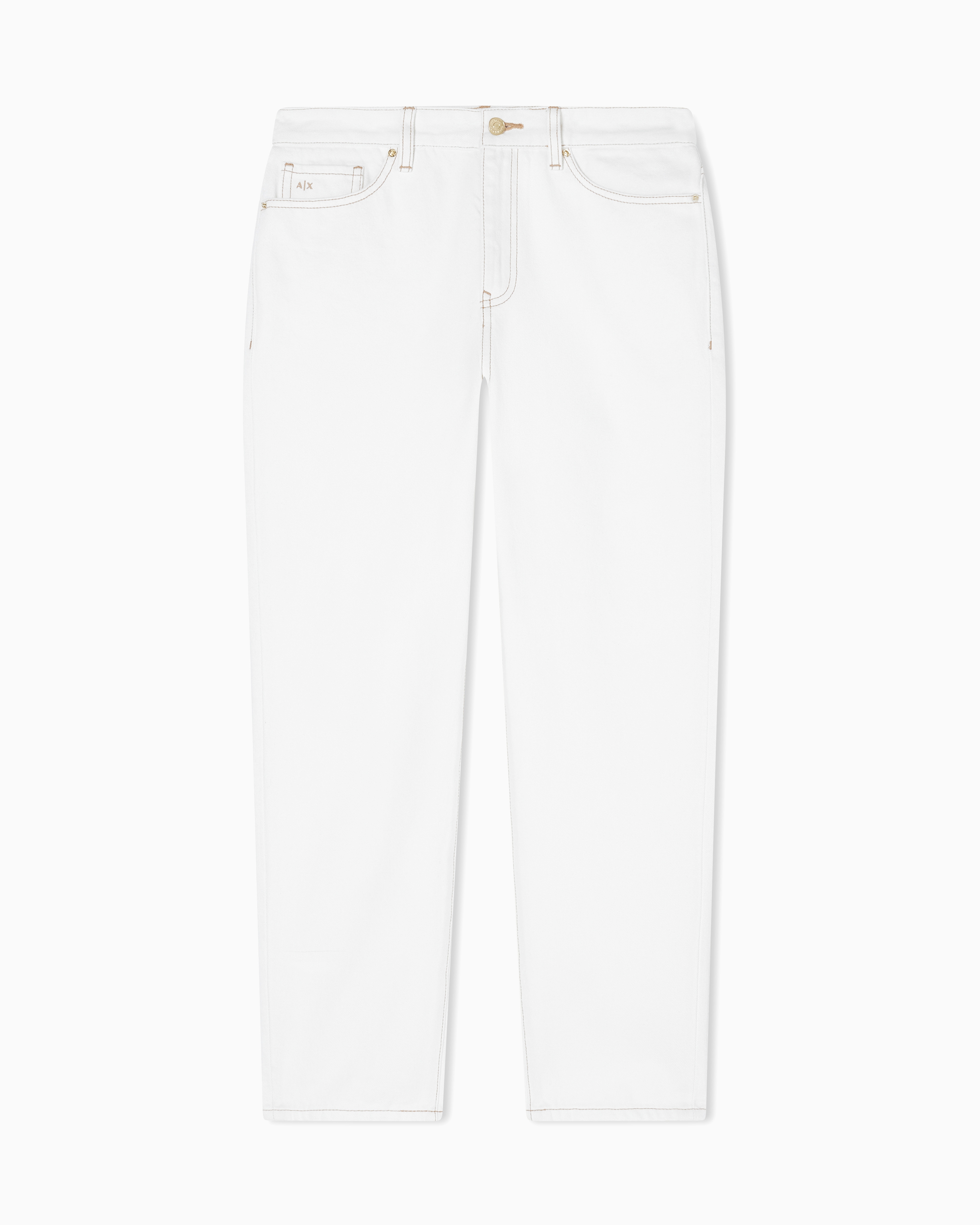 Armani Exchange Men's White Boyfriend Jeans In Rigid Optical Denim