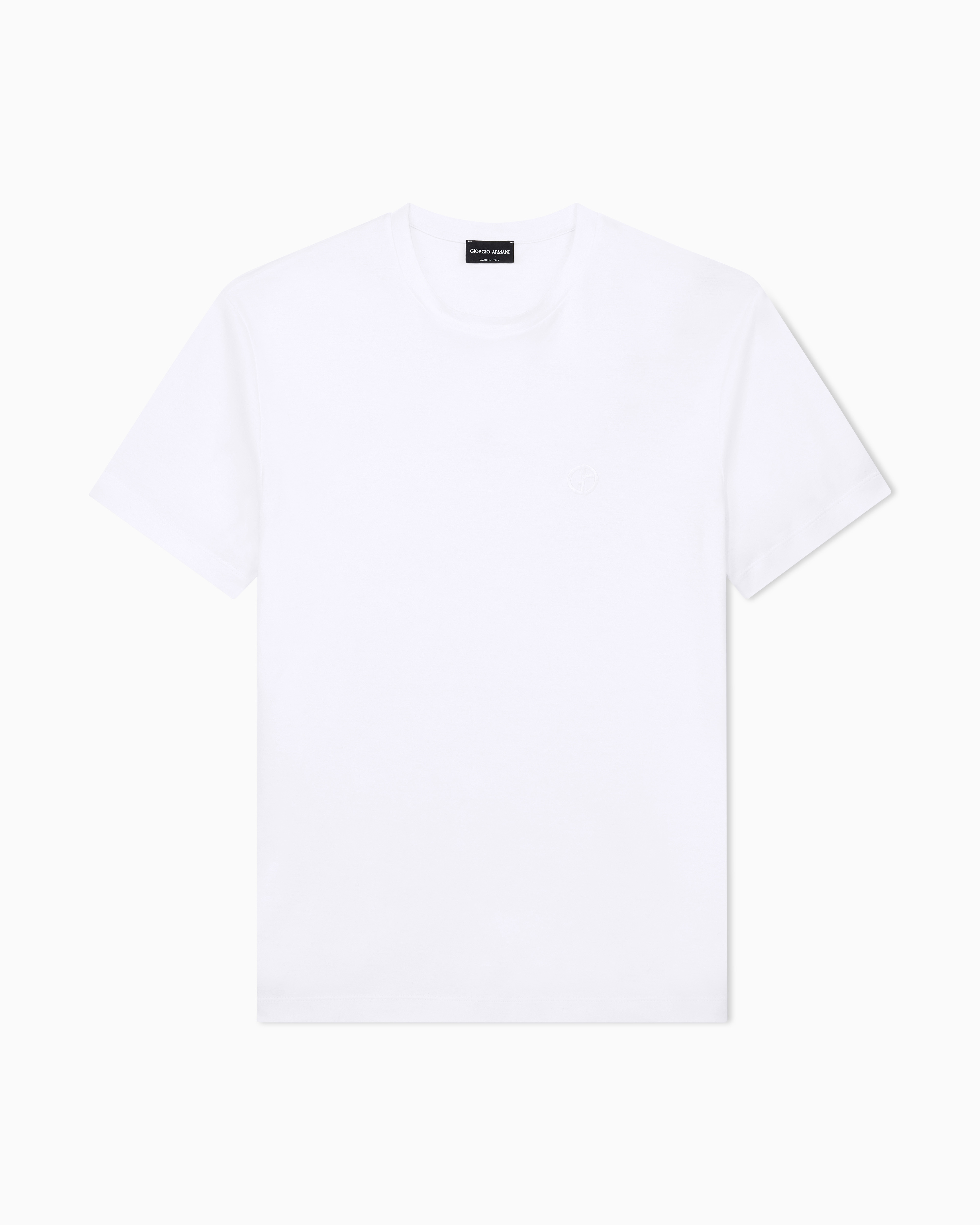 Giorgio Armani White Short-Sleeve Cotton Interlock T-Shirt With Logo