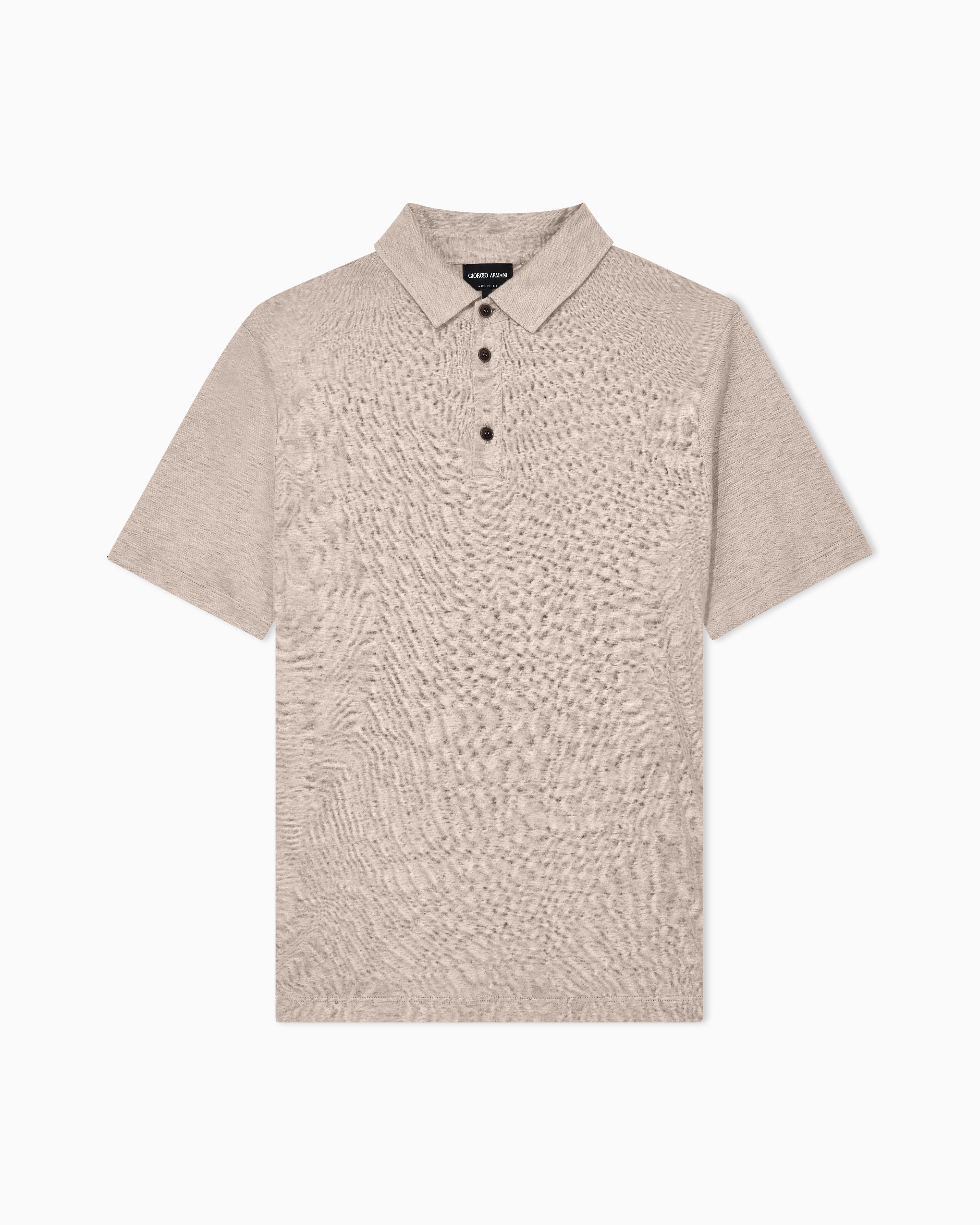 Giorgio Armani Polo Jersey A Maniche Corte In Puro Lino Con Colletto