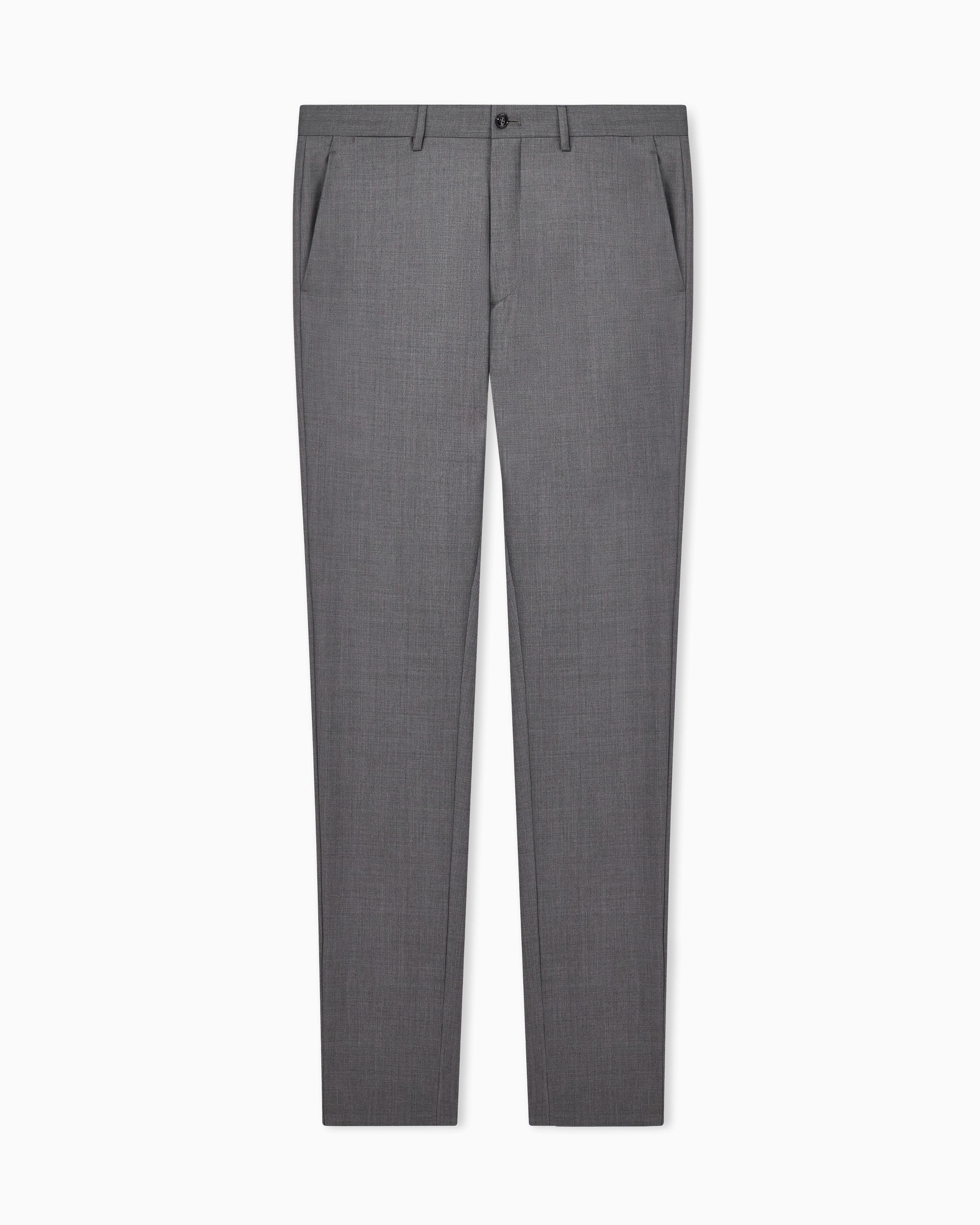 Giorgio Armani Pantaloni Flat Front In Gabardine Di Lana E Cashmere