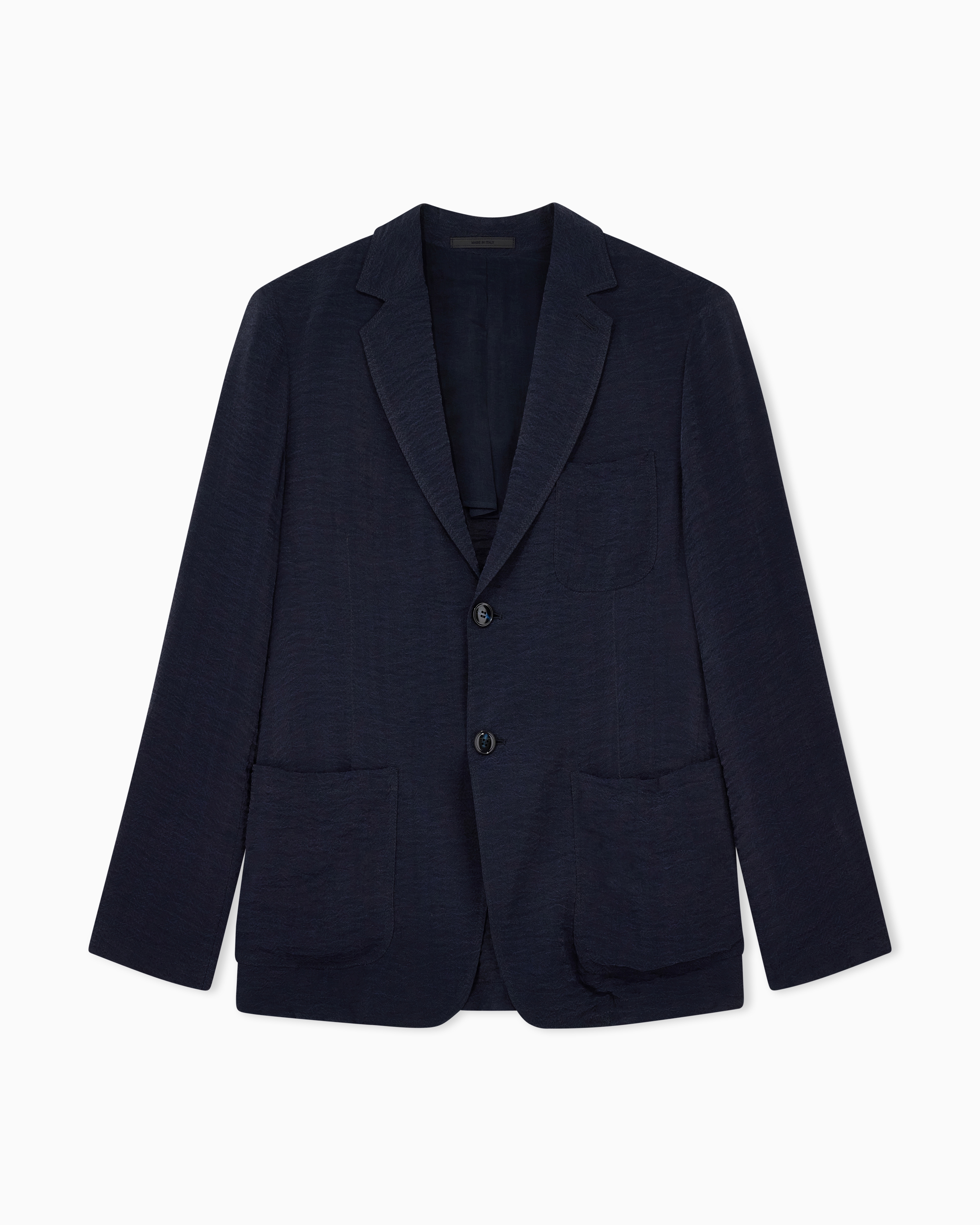Giorgio Armani Blue Single Breasted Jacket In Cupro Chevron Jacquard