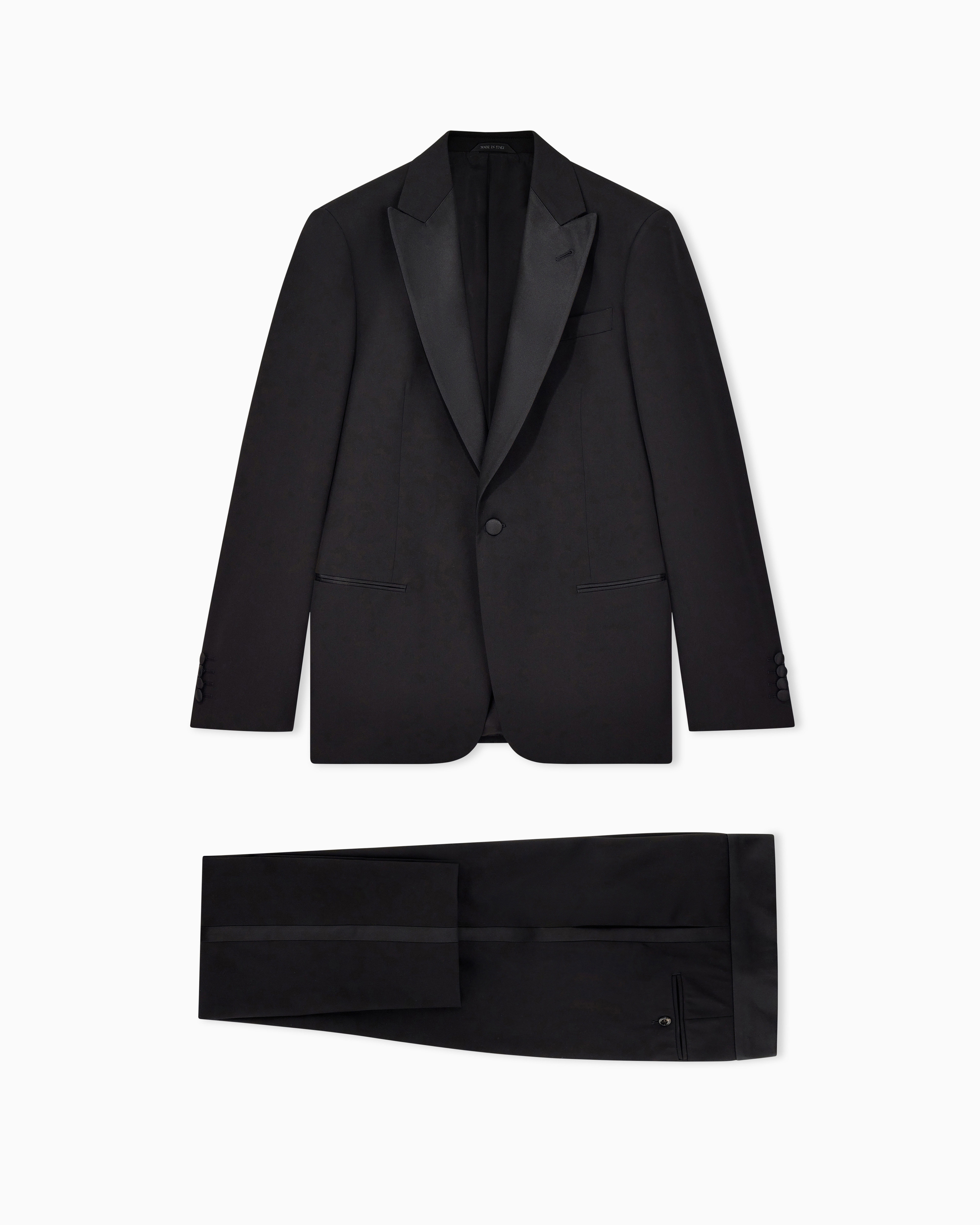 Giorgio Armani Smoking Monopetto In Lana Vergine Con Revers In Raso