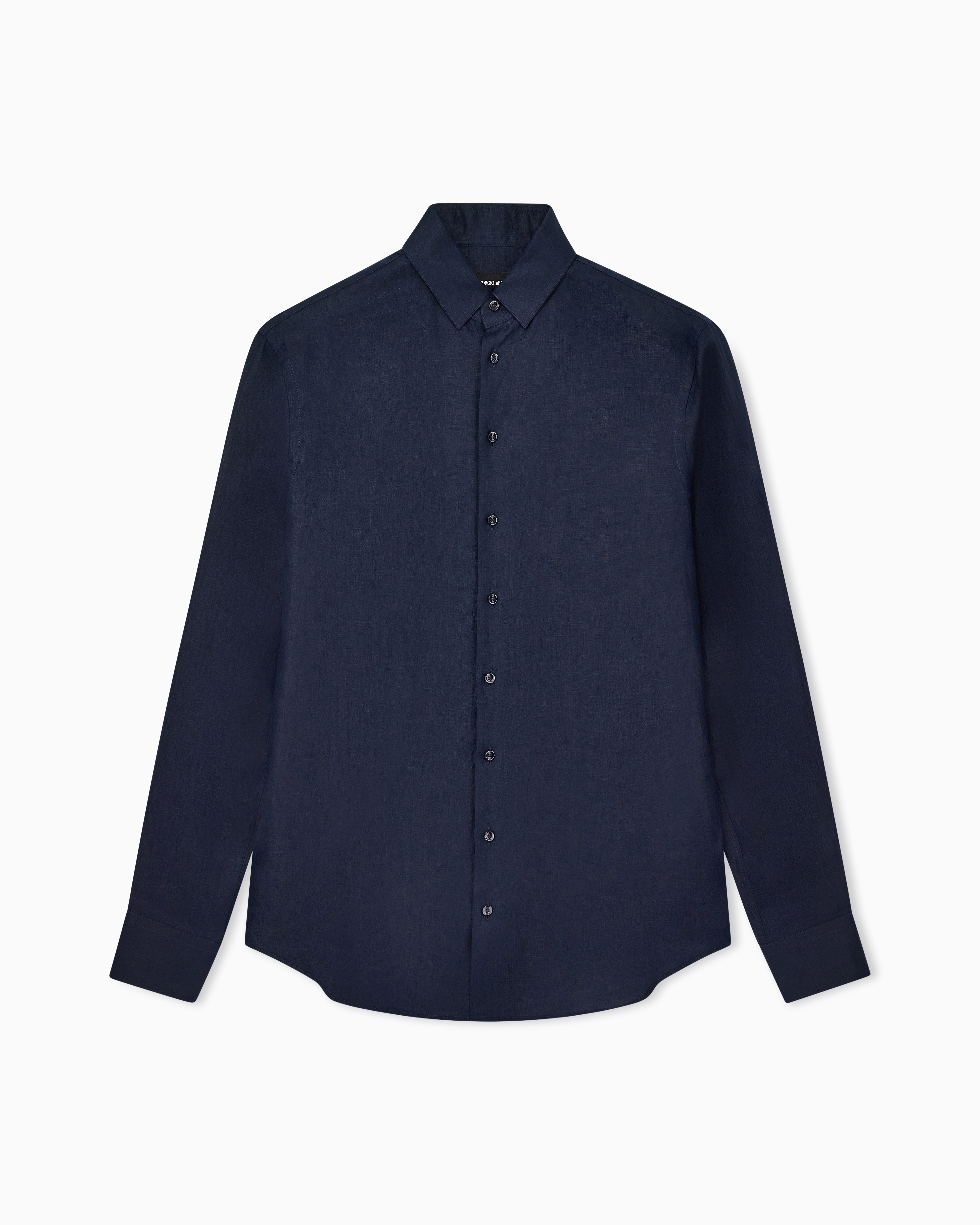 Giorgio Armani Navy Blue Regular-Fit Shirt In Linen