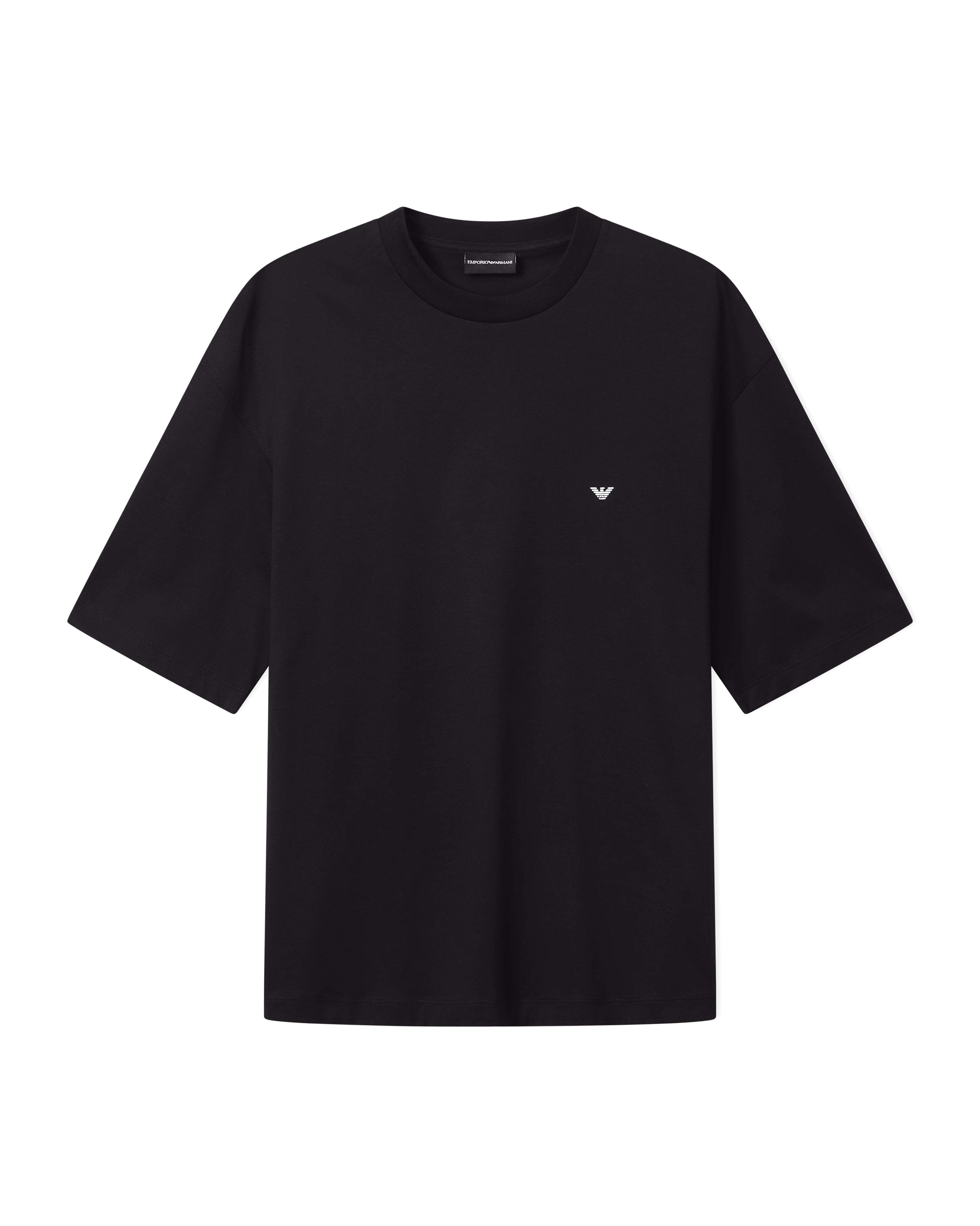 Emporio Armani Black Oversized Jersey T-Shirt With Used-Effect Logo Print