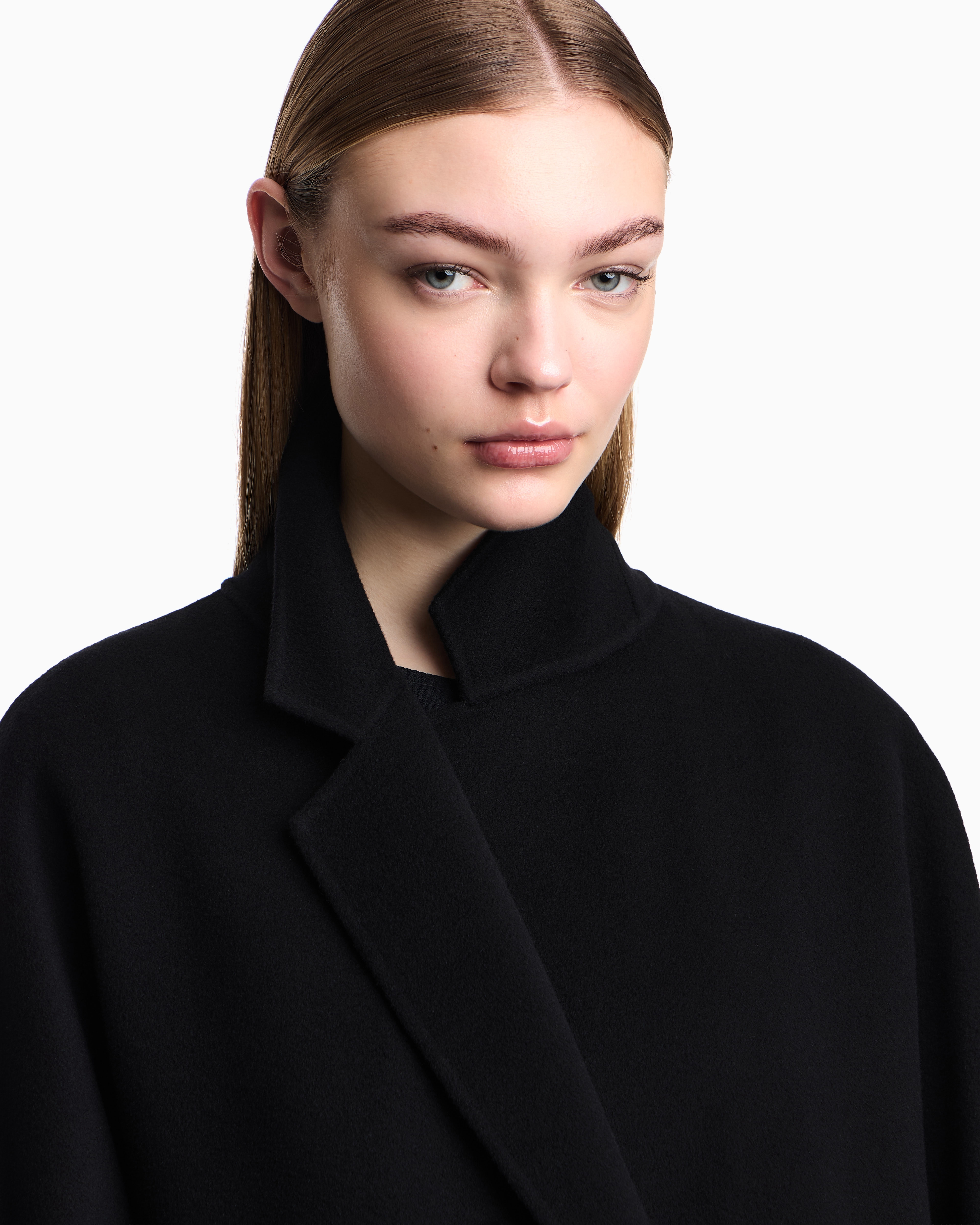 Wool cashmere double-breasted coat woman | Emporio Armani