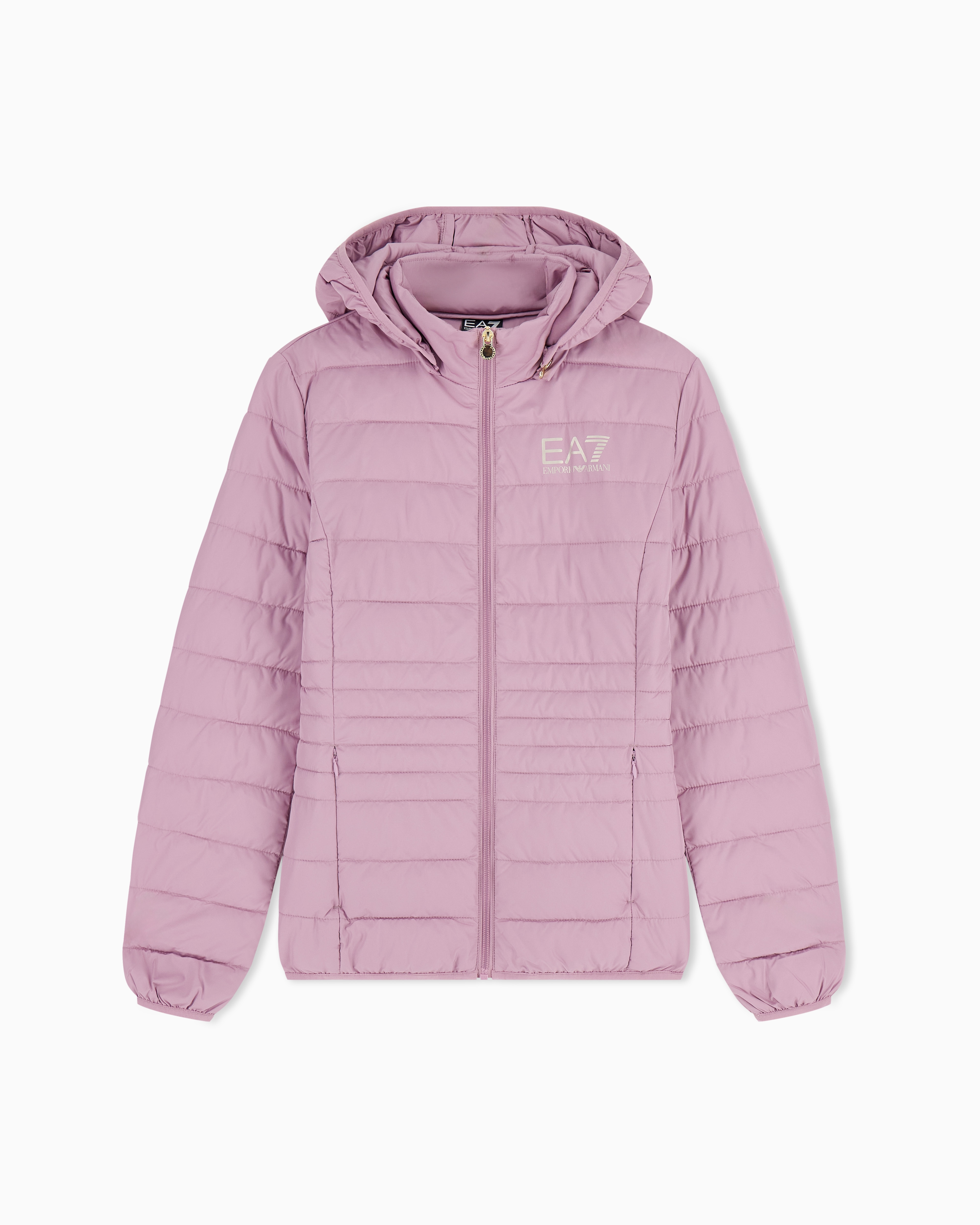 Padded jacket in technical fabric with a hood and zipper | EA7