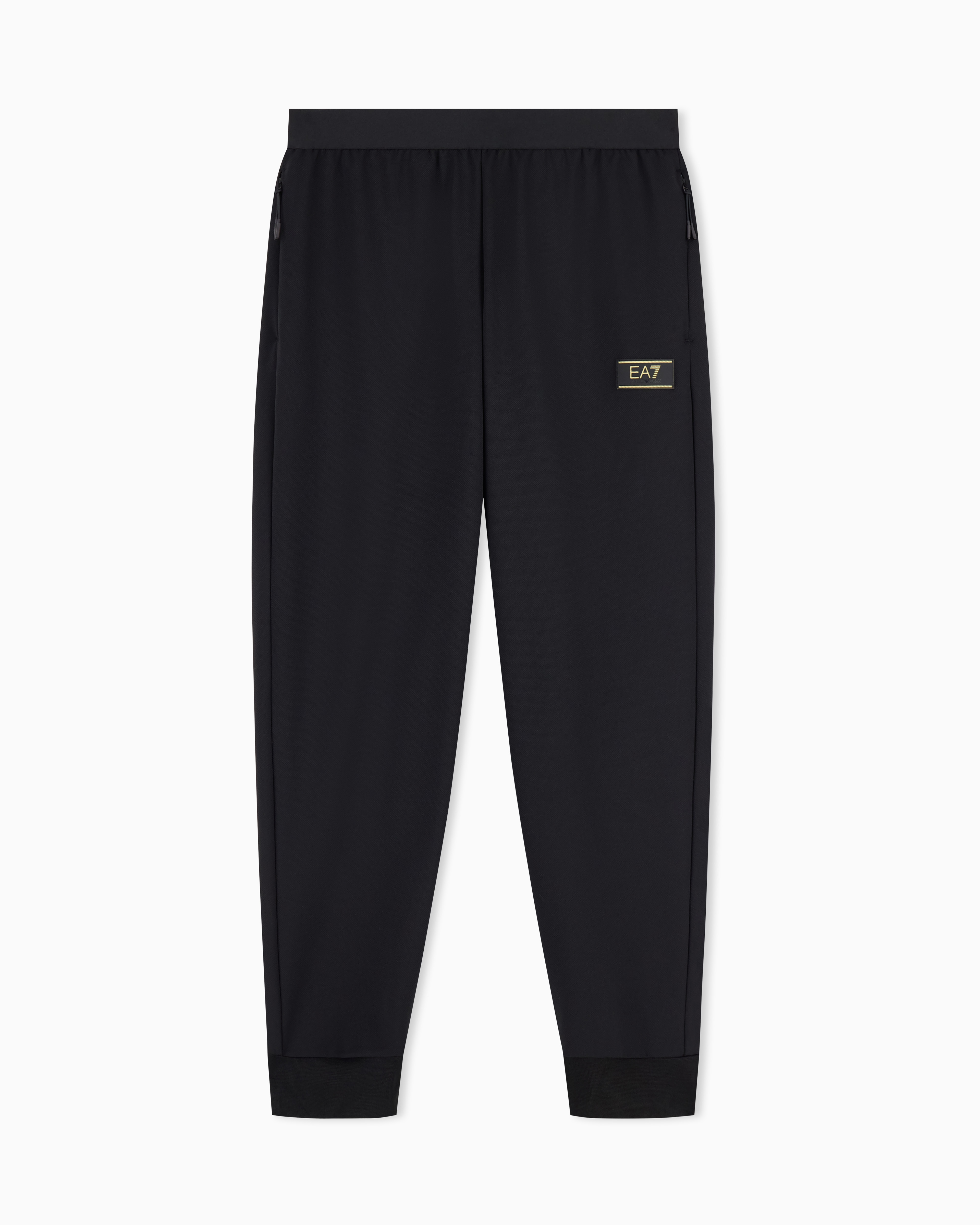 Ea7 Black Stretch Viscose-Blend Joggers