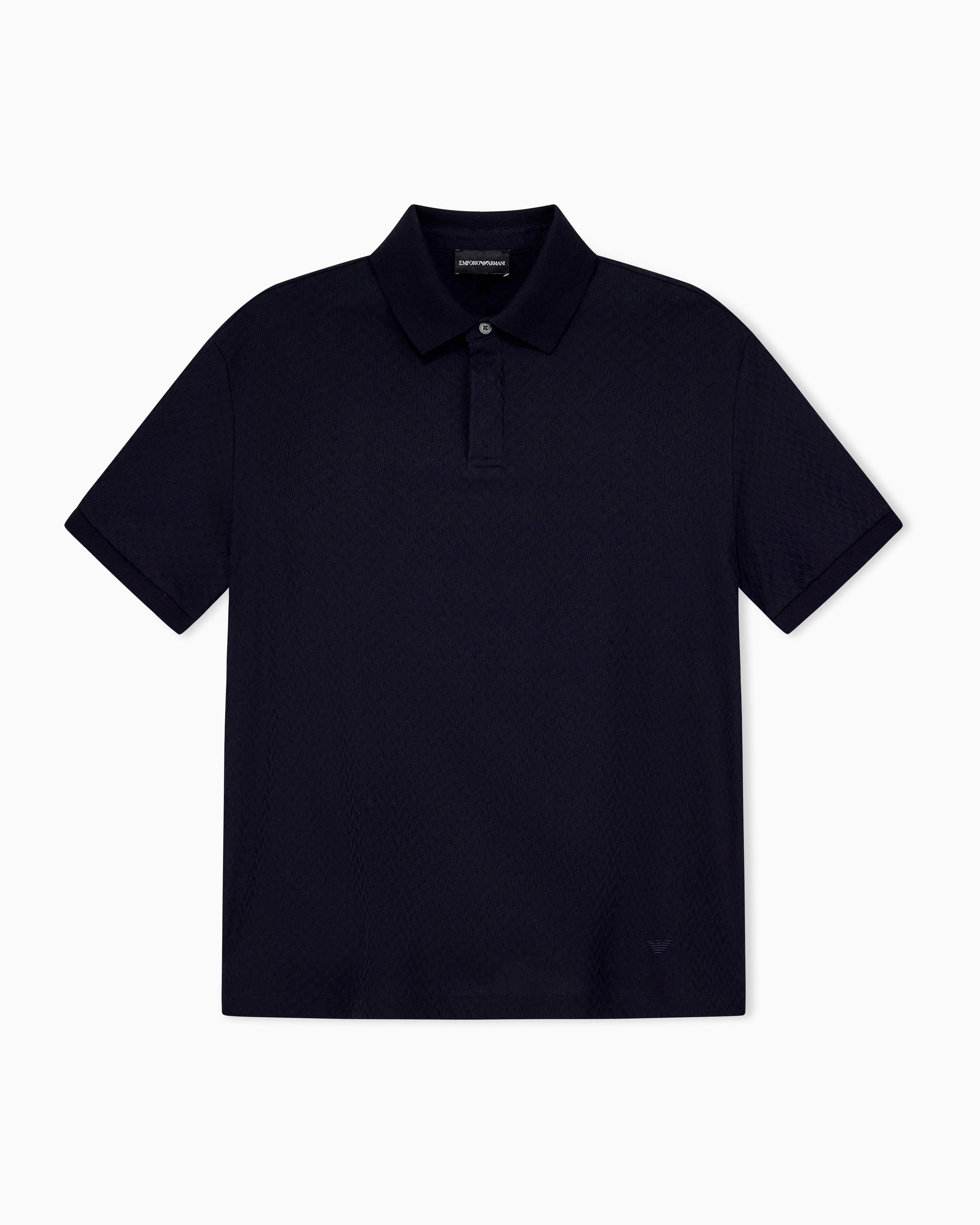 Emporio Armani Blue Jacquard Jersey Polo