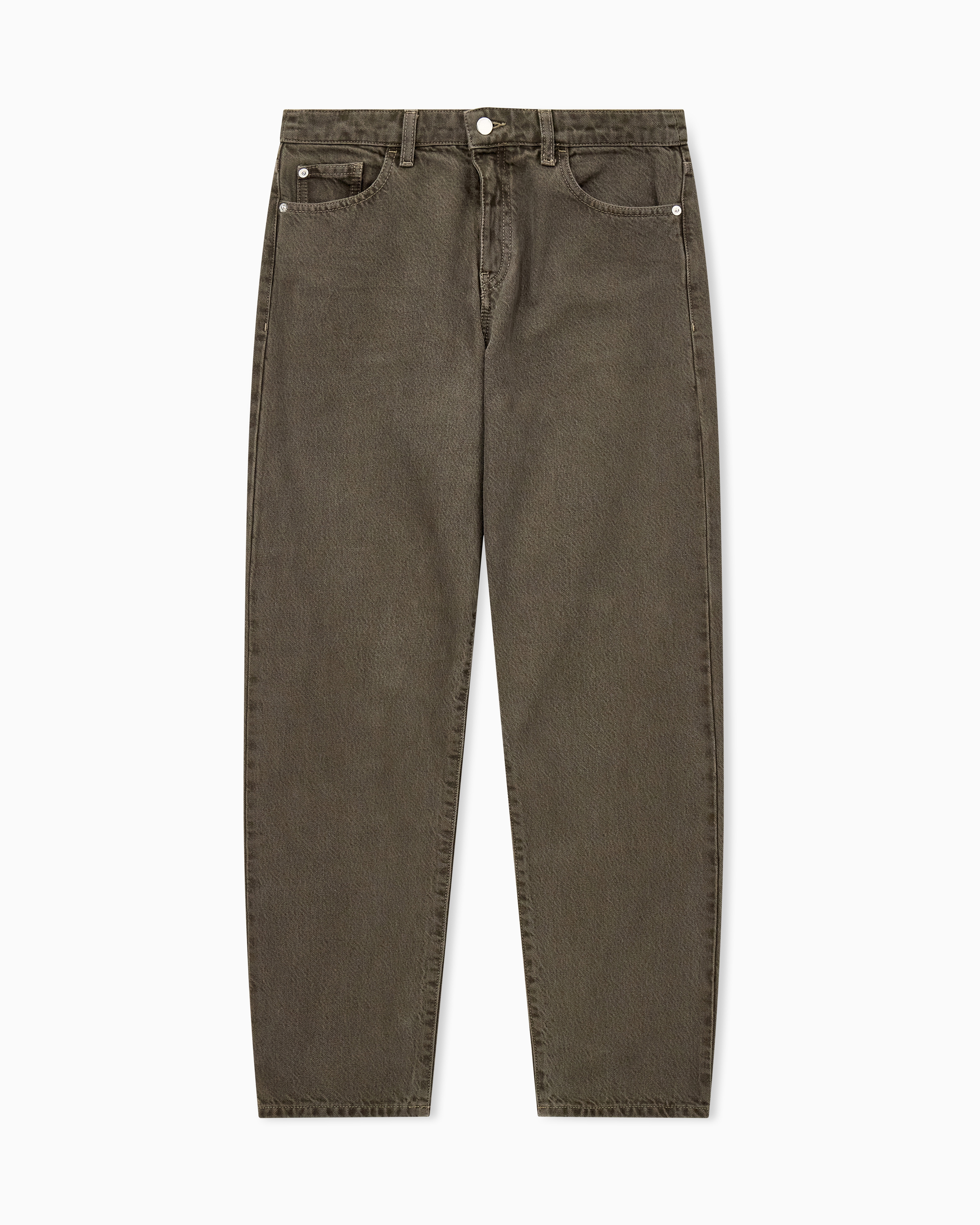 Emporio Armani Brown Five-Pocket Jeans In Garment-Dyed Organic Cotton