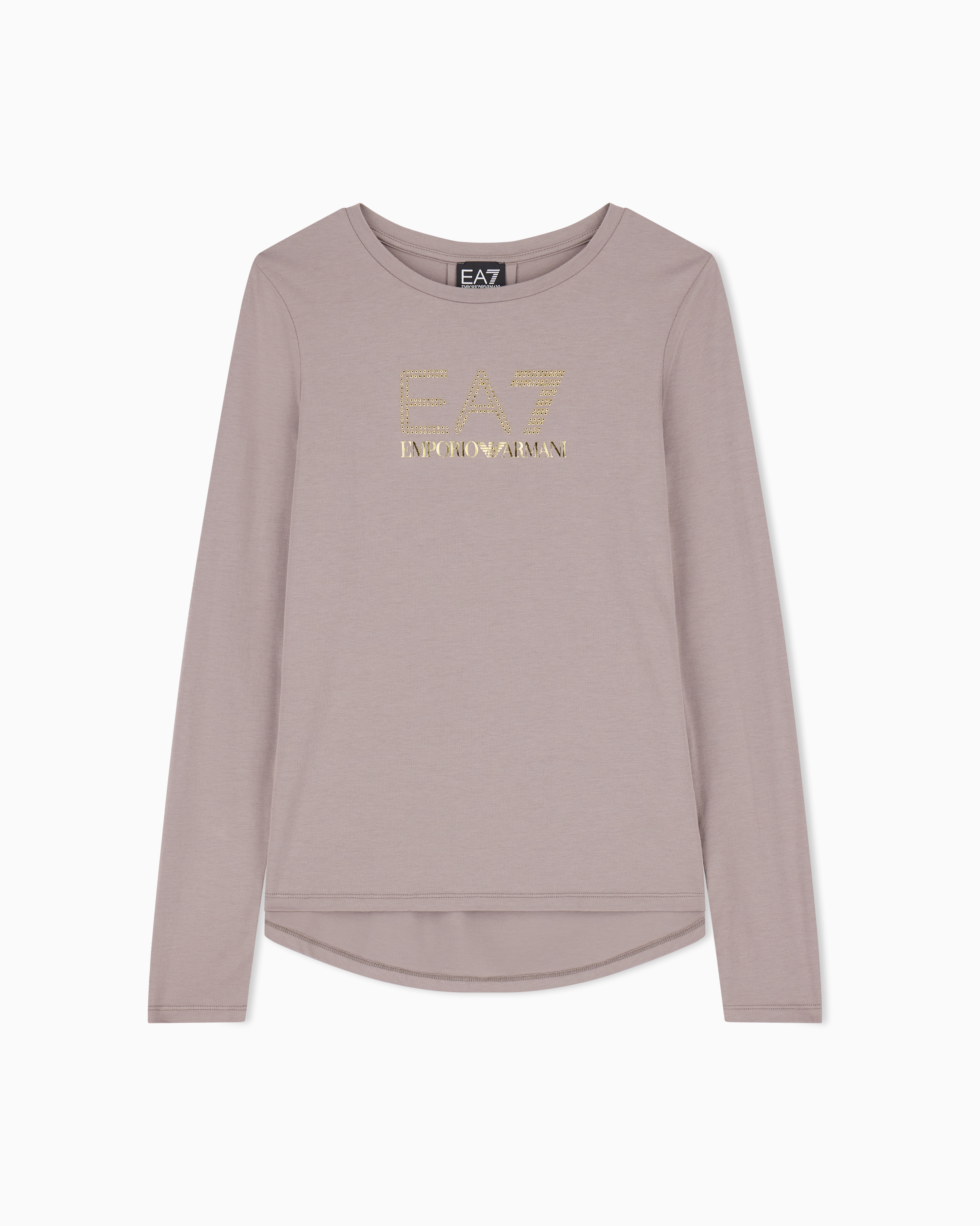 Ea7 Stretch T-shirt With Crew Neck And Long Sleeves Evolution In Gray