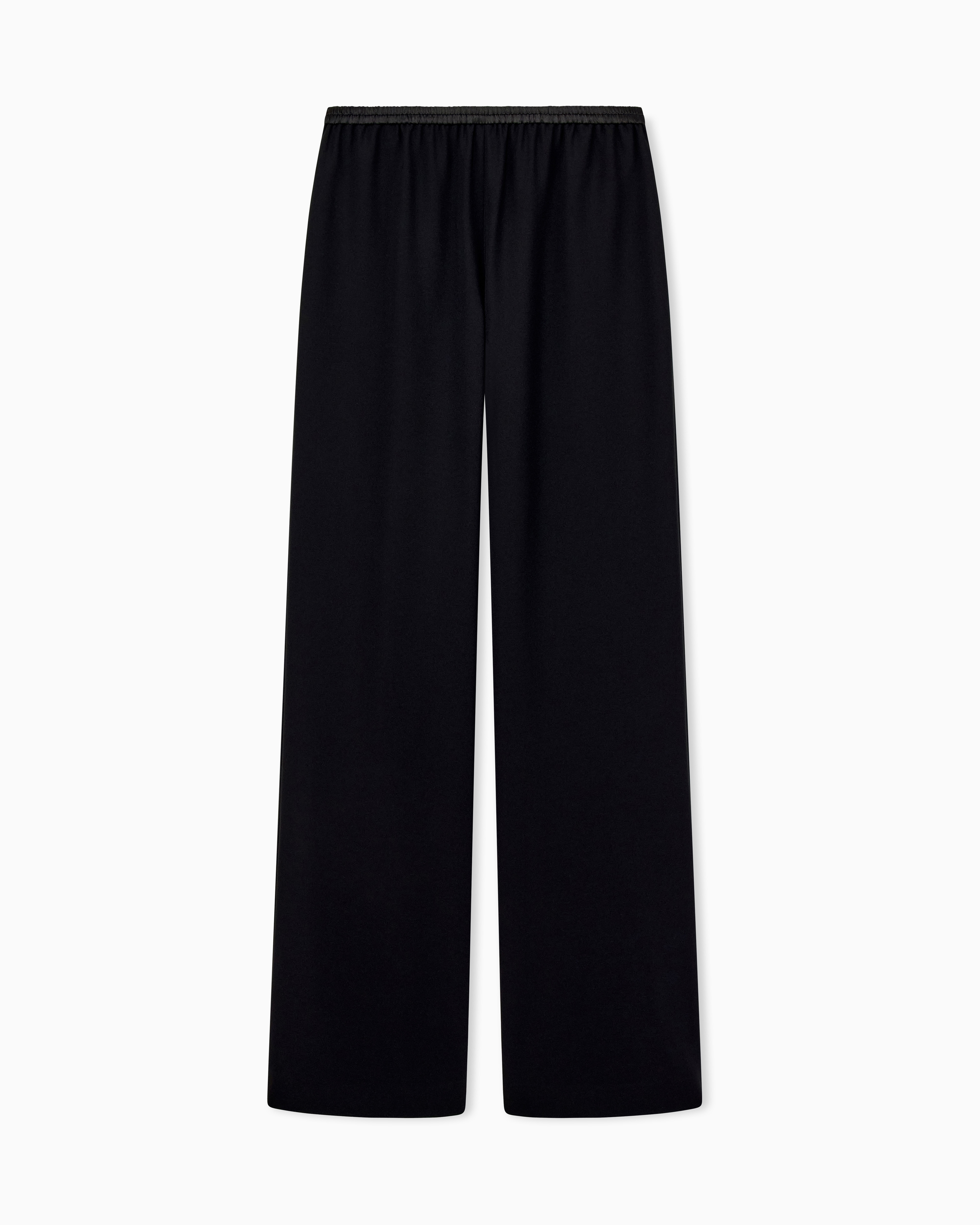 Emporio Armani Black Techno Cady Wide-Leg Trousers With An Elasticated Waistband