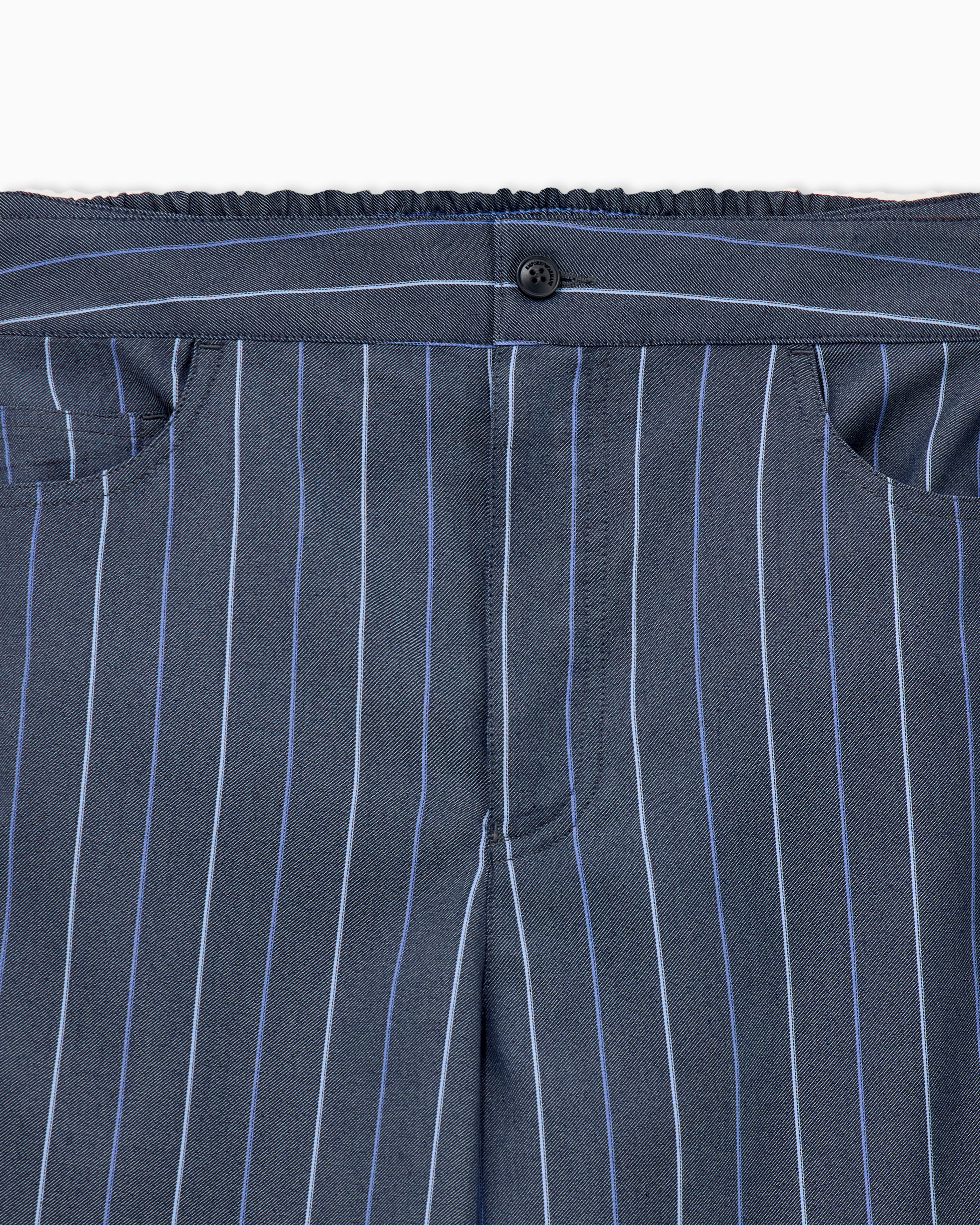 Trousers in jacquard striped denim with a wide leg | Emporio Armani