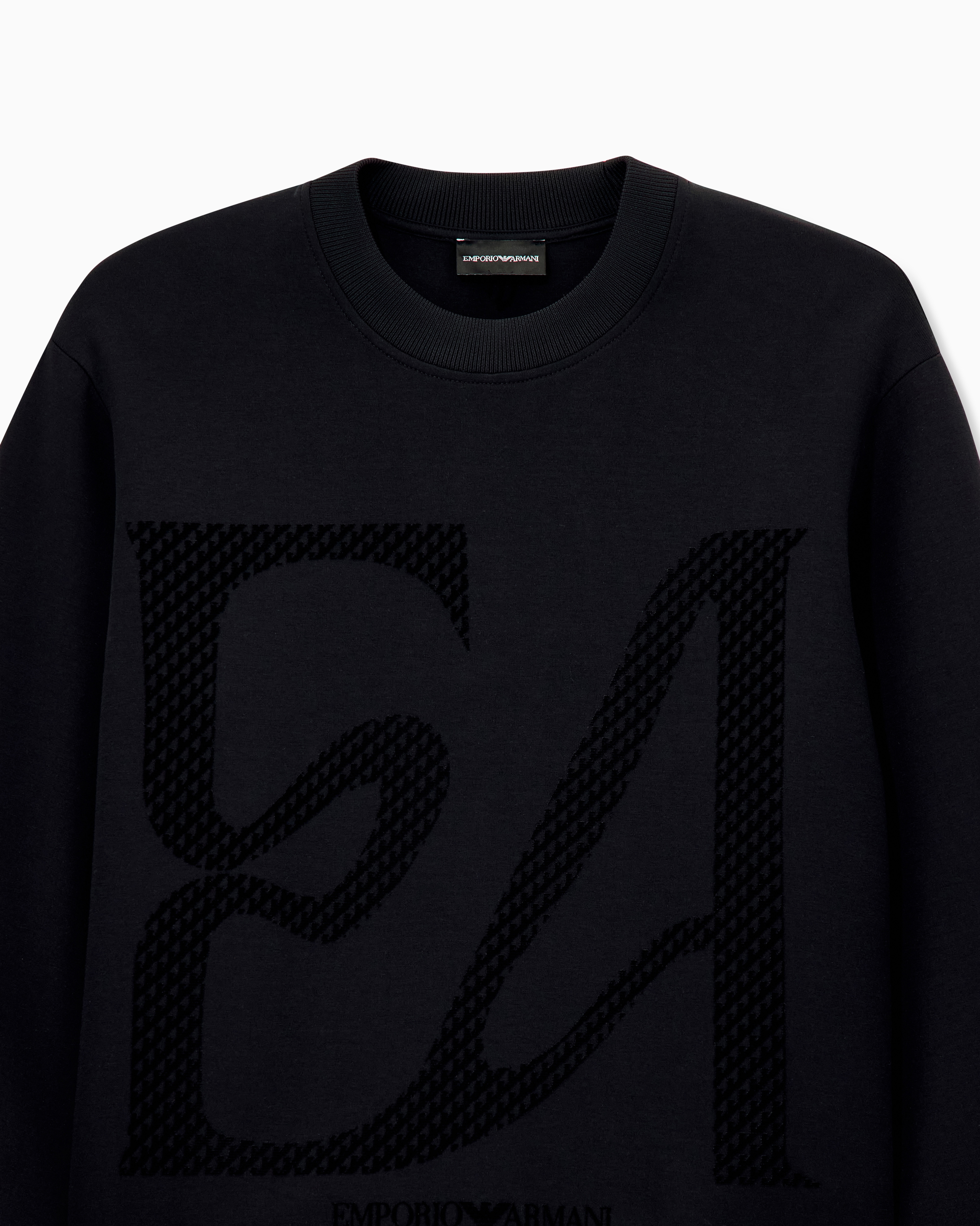 EMPORIO ARMANI & Einstürzende Neubauten Double jersey sweatshirt with large flocked logo | Emporio Armani