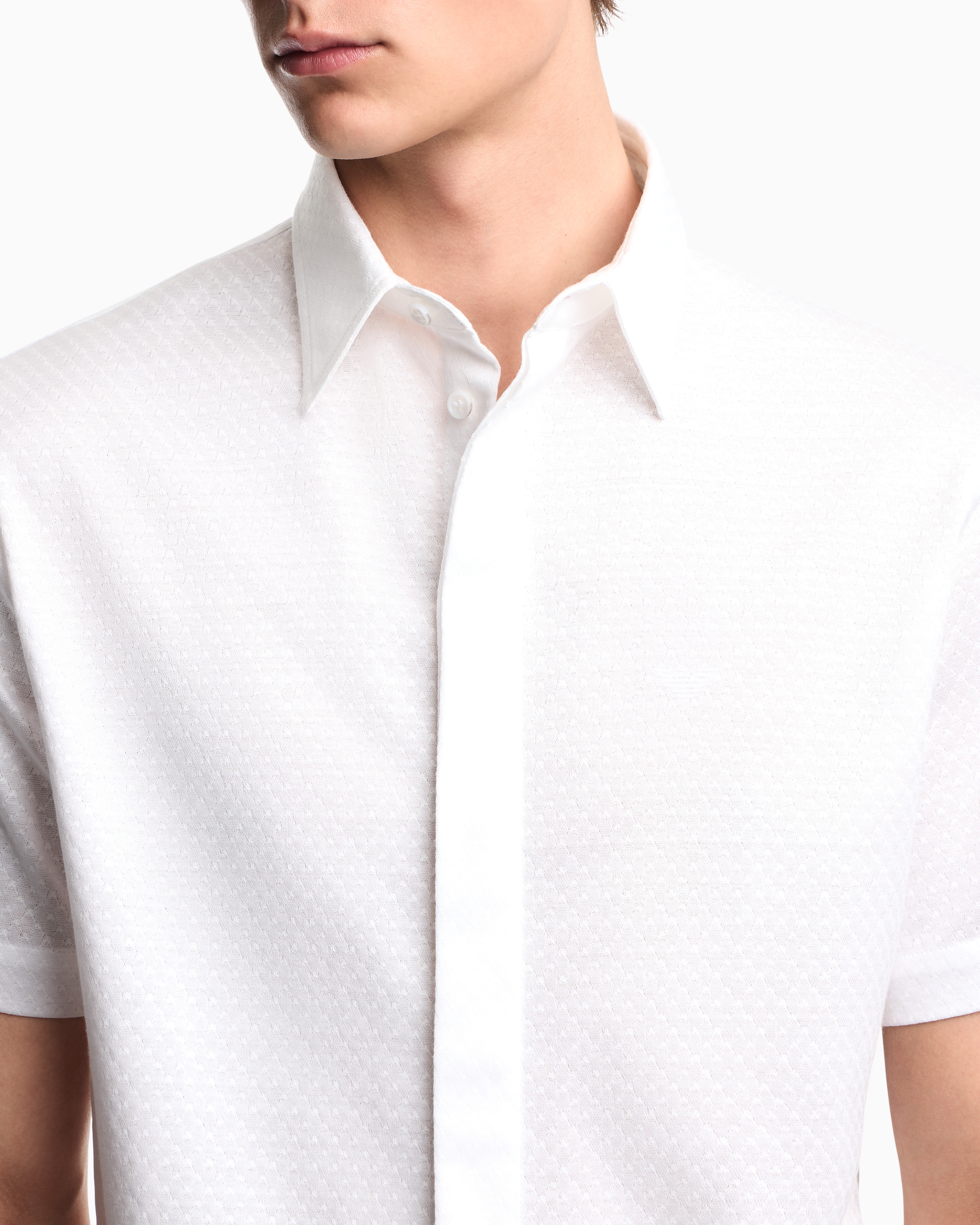 Short-sleeved, garment-dyed jersey shirt | Emporio Armani