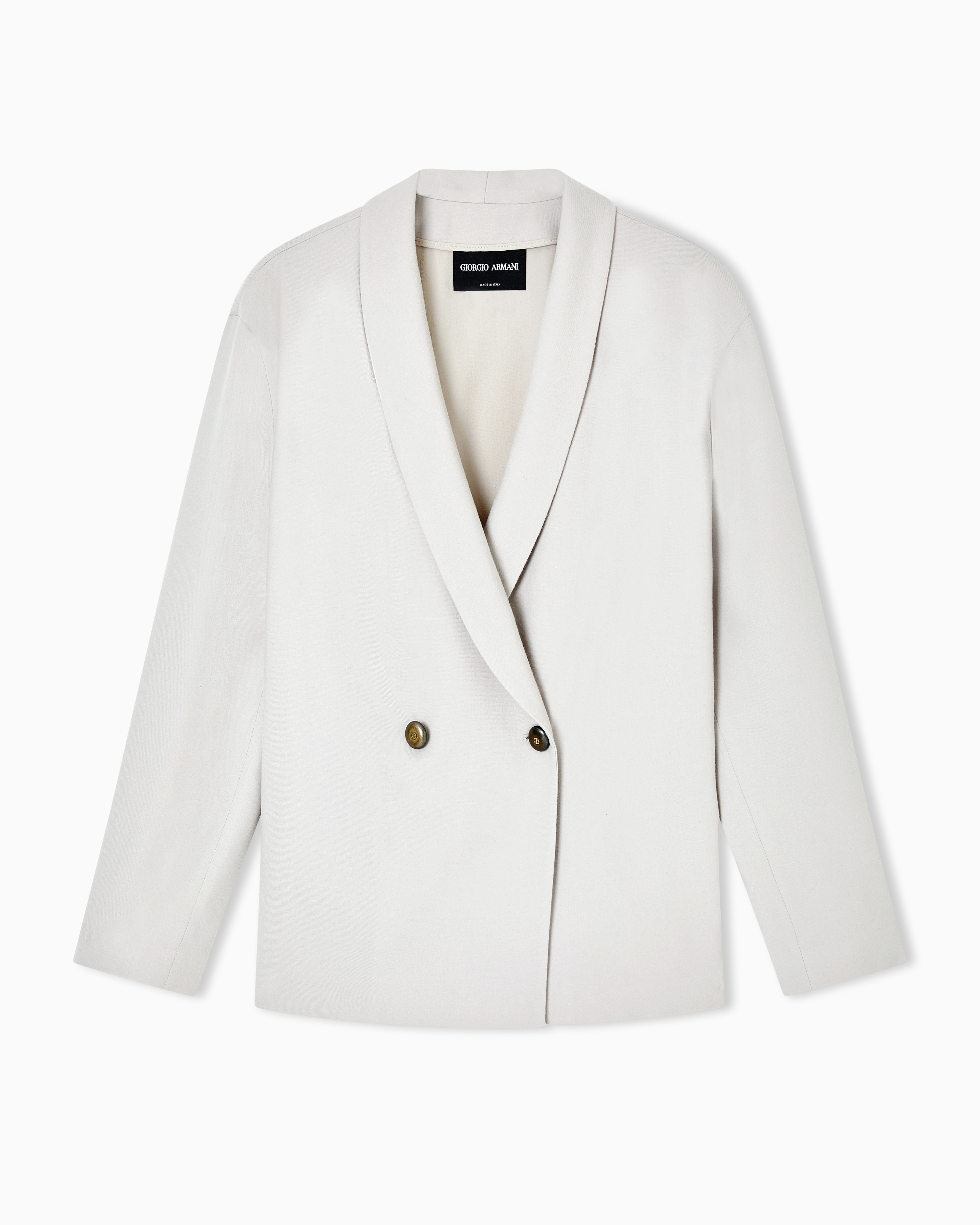Giorgio Armani Grey Double-Breasted Jacket In Fluid Wool