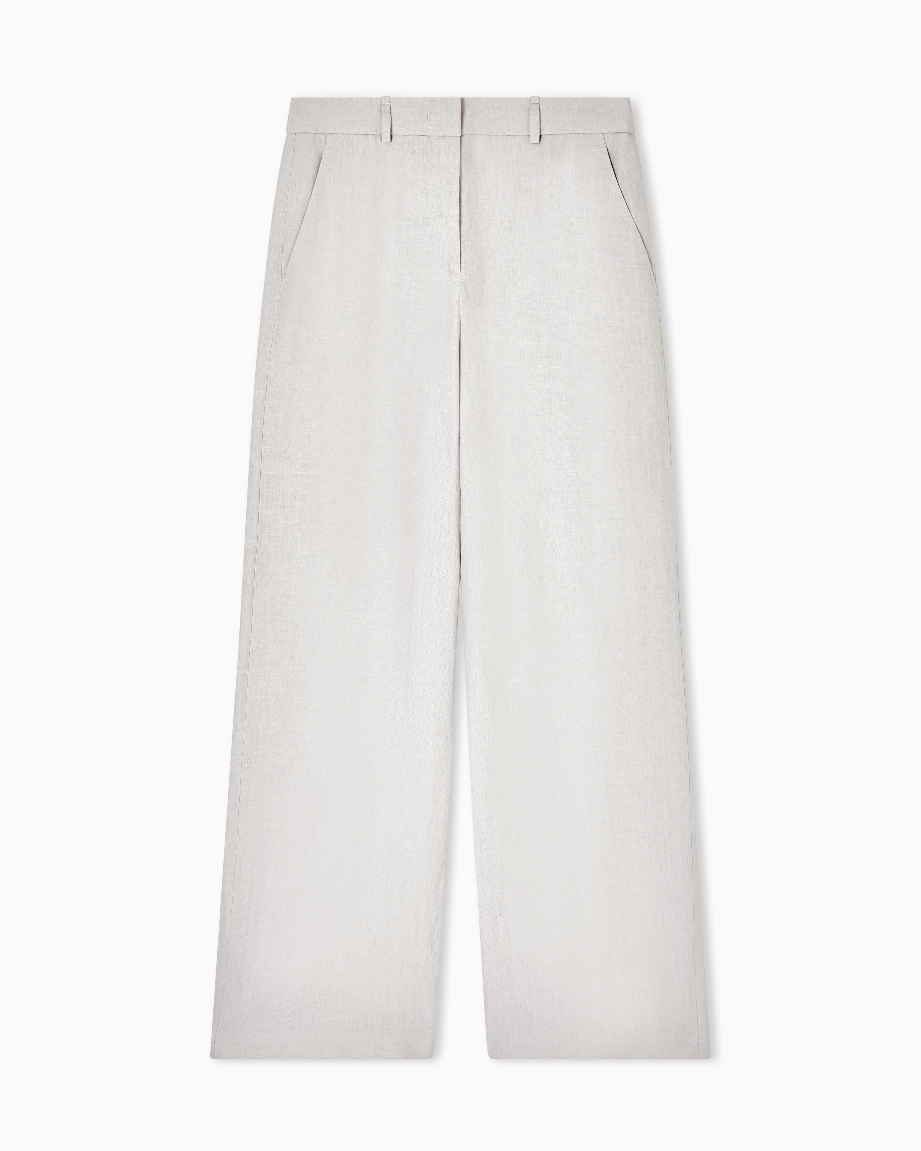 Giorgio Armani Grey Wide-Legged Linen Trousers