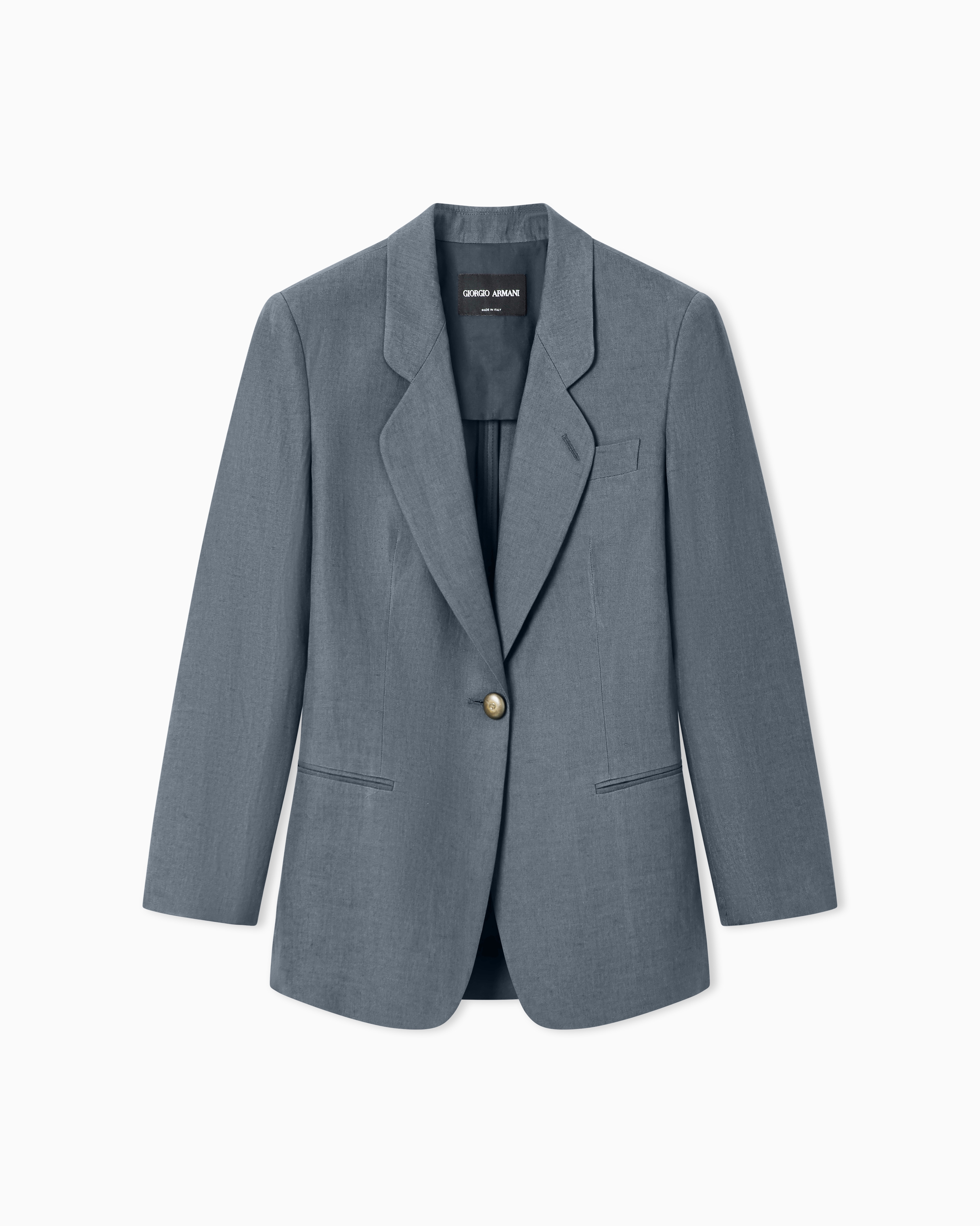 Giorgio Armani Grey Single-Breasted Linen Jacket