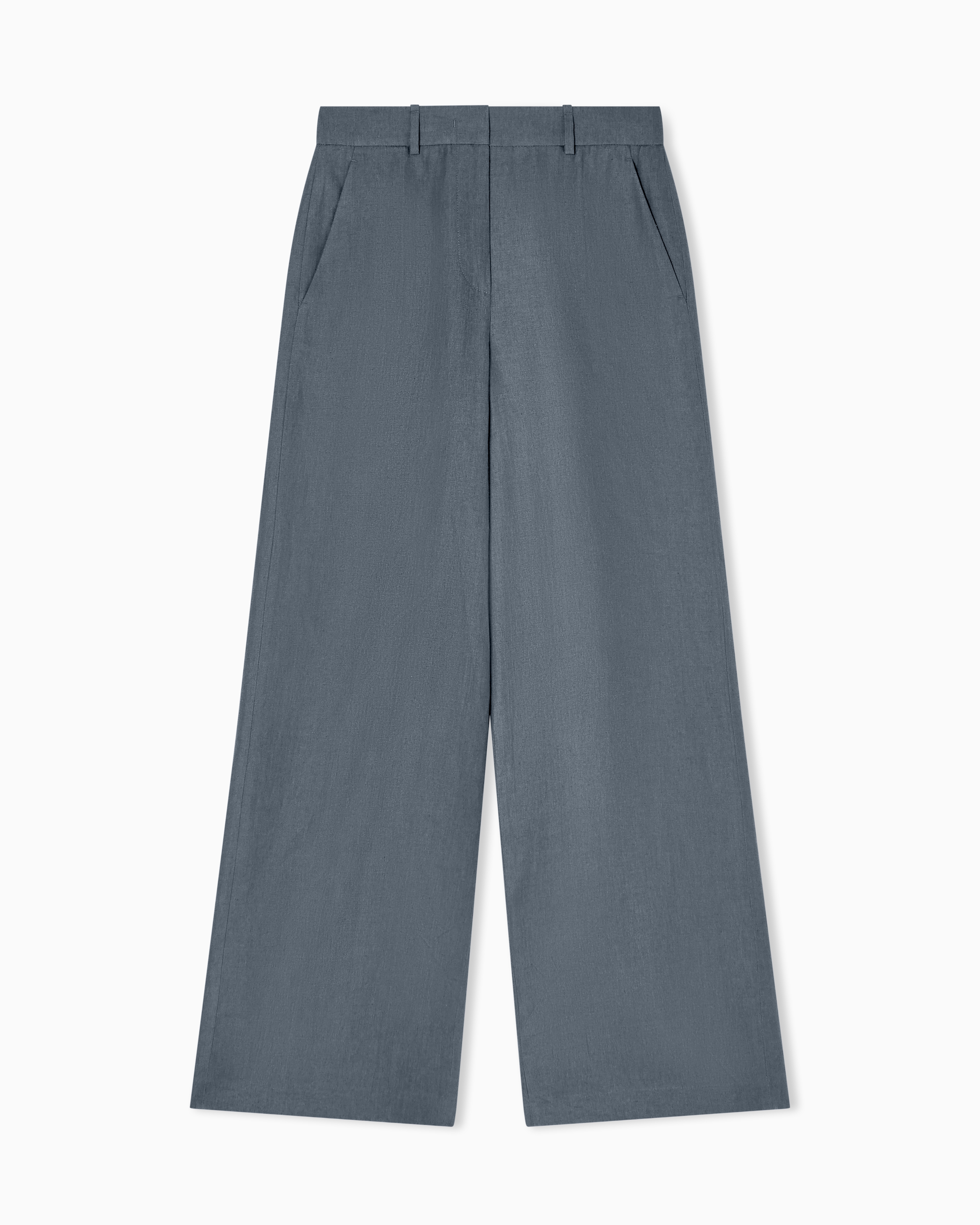 Giorgio Armani Grey Wide-Legged Linen Trousers