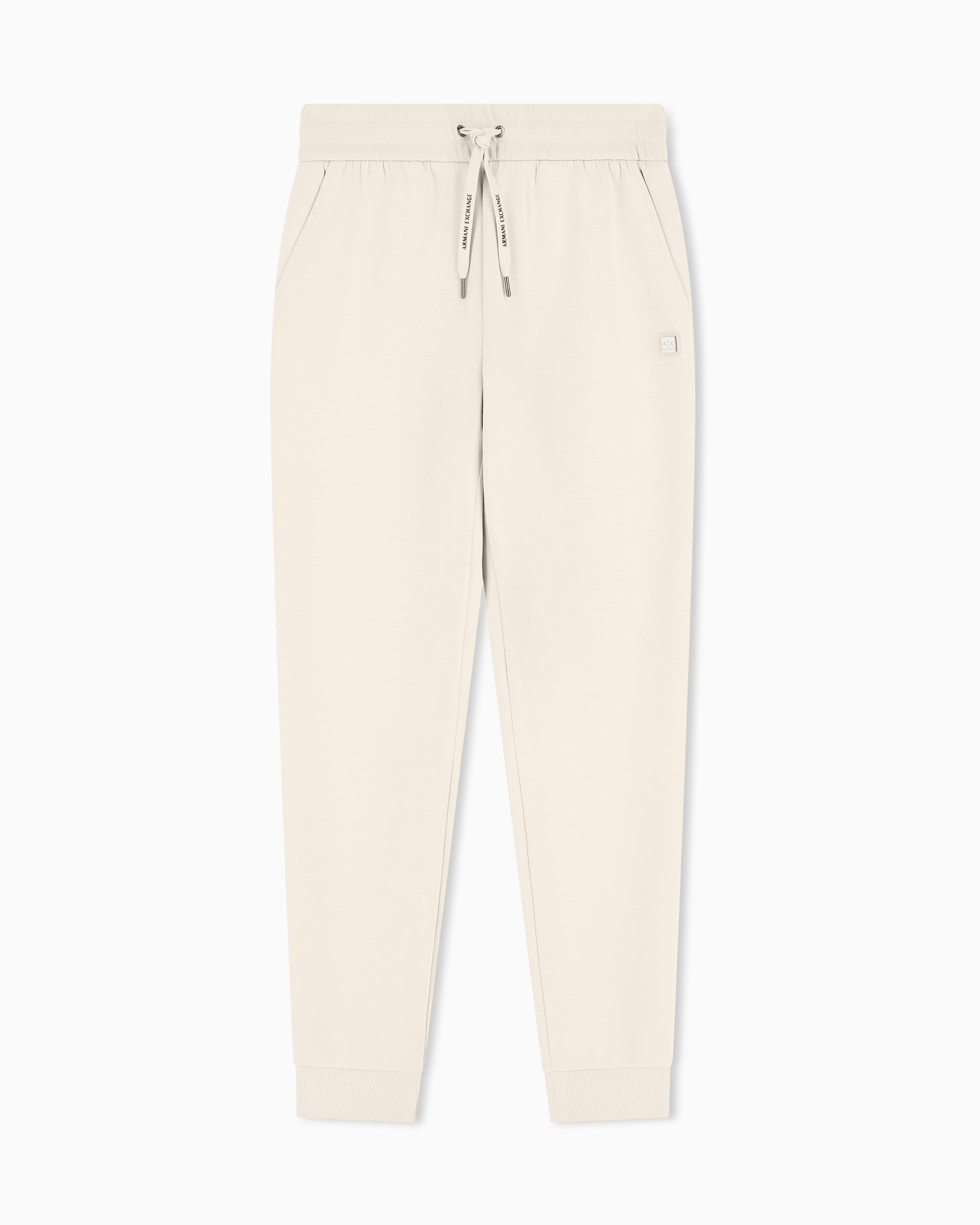 Armani Exchange Beige Sports Trousers In Bi-Material Stretch Cotton