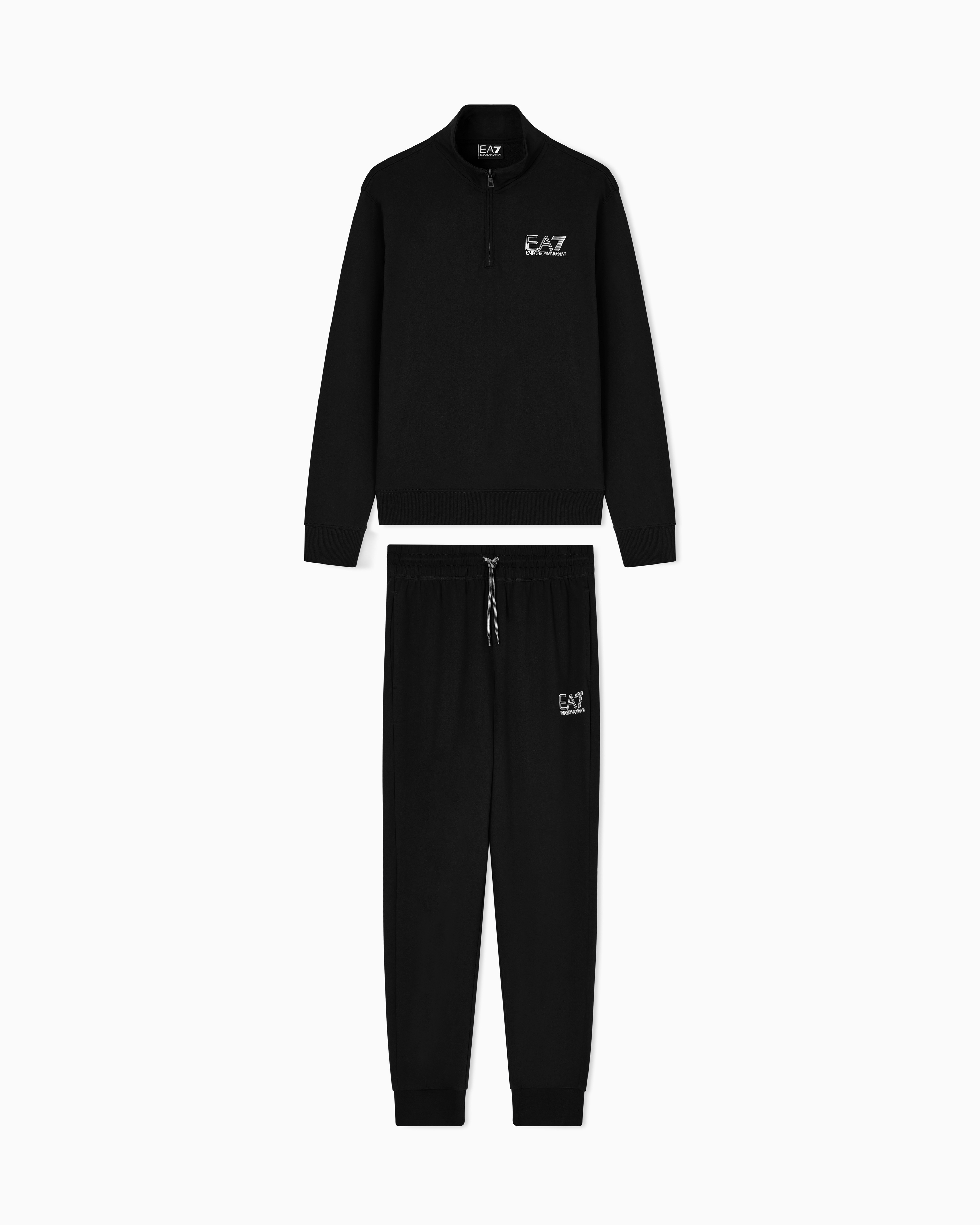 Ea7 Black Visibility Pure Cotton Tracksuit