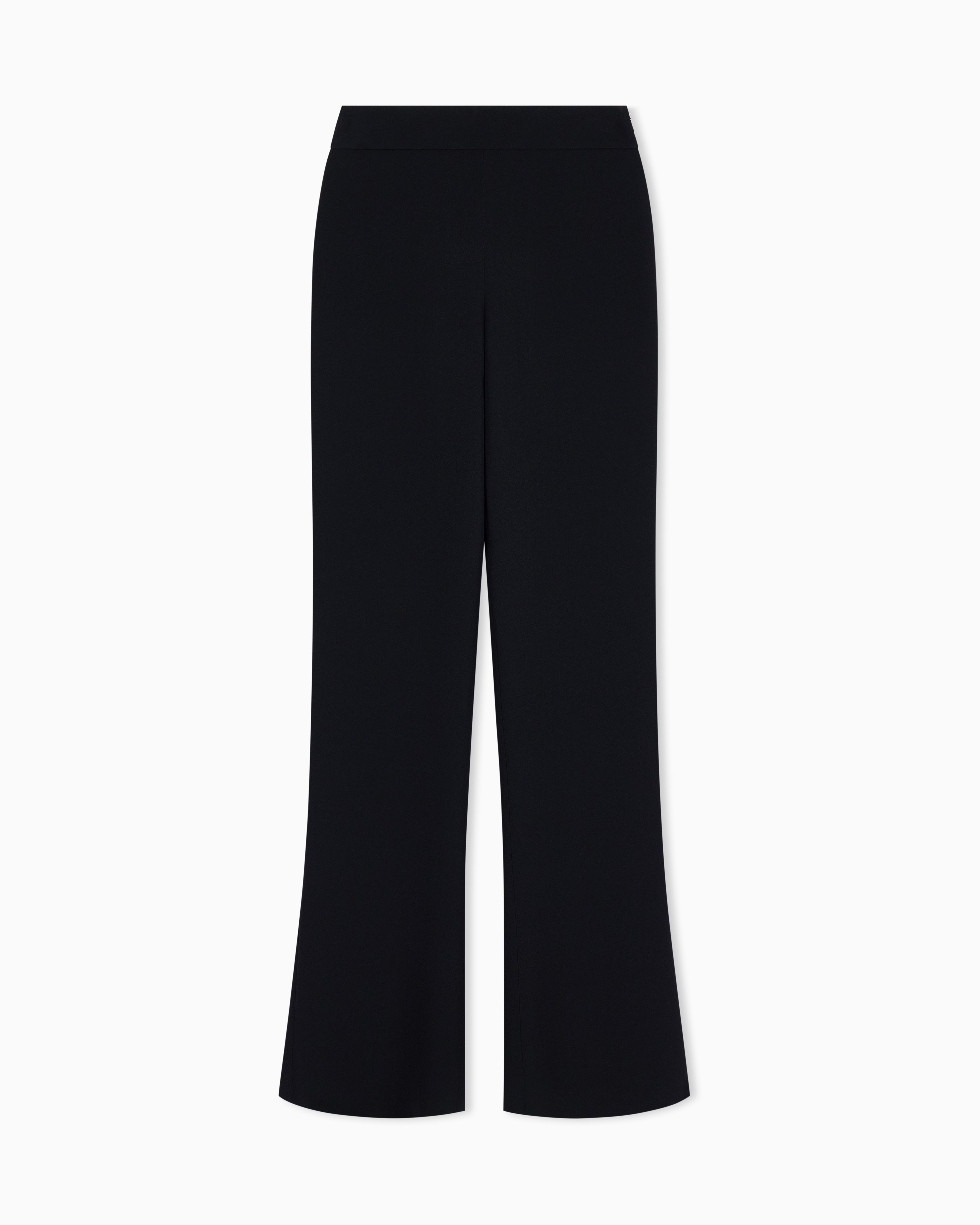 Giorgio Armani Black Wide Leg Pure Silk Trousers With Pleats