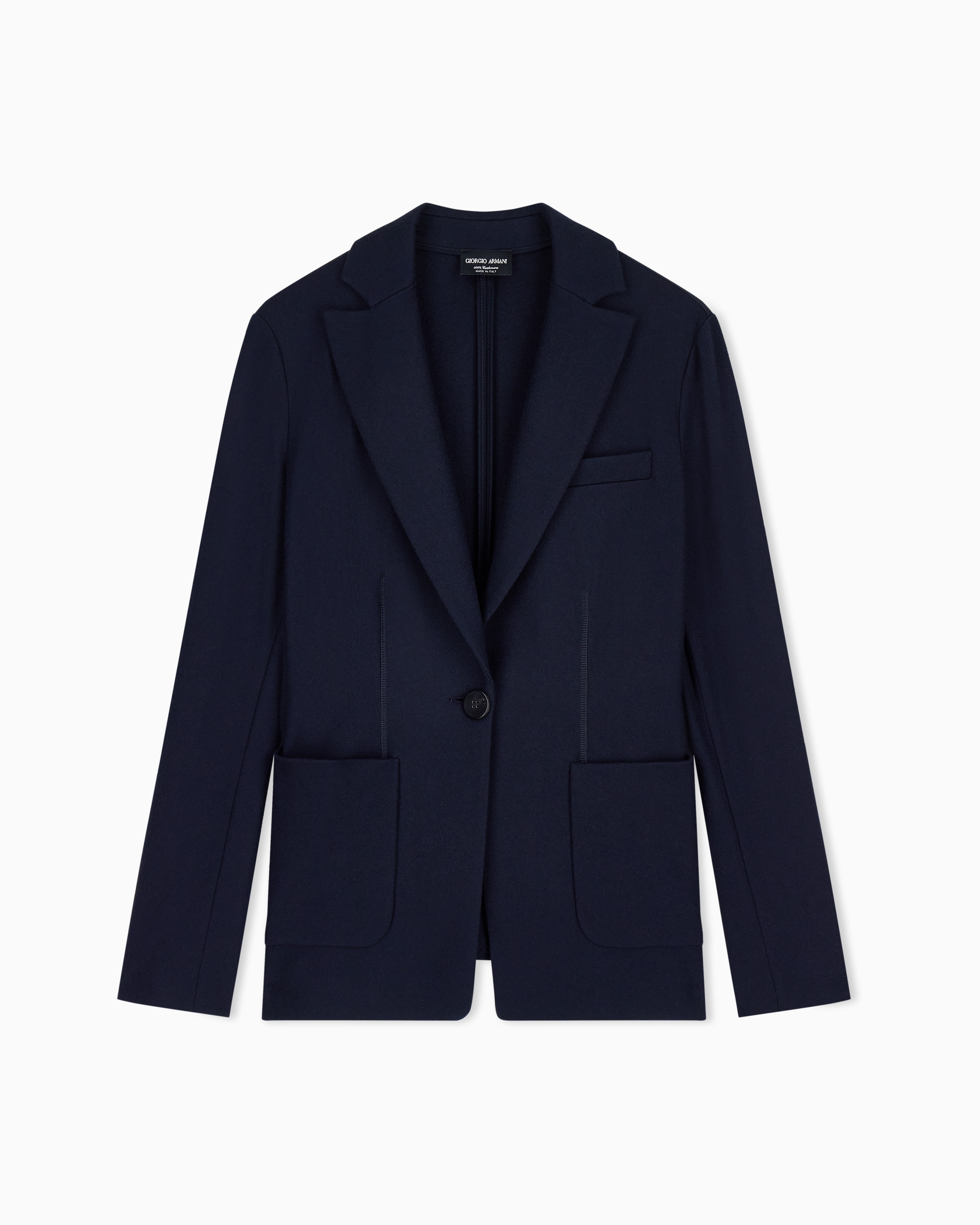 Giorgio Armani Navy Blue Single-Breasted Jacket In Pure Cashmere Jersey