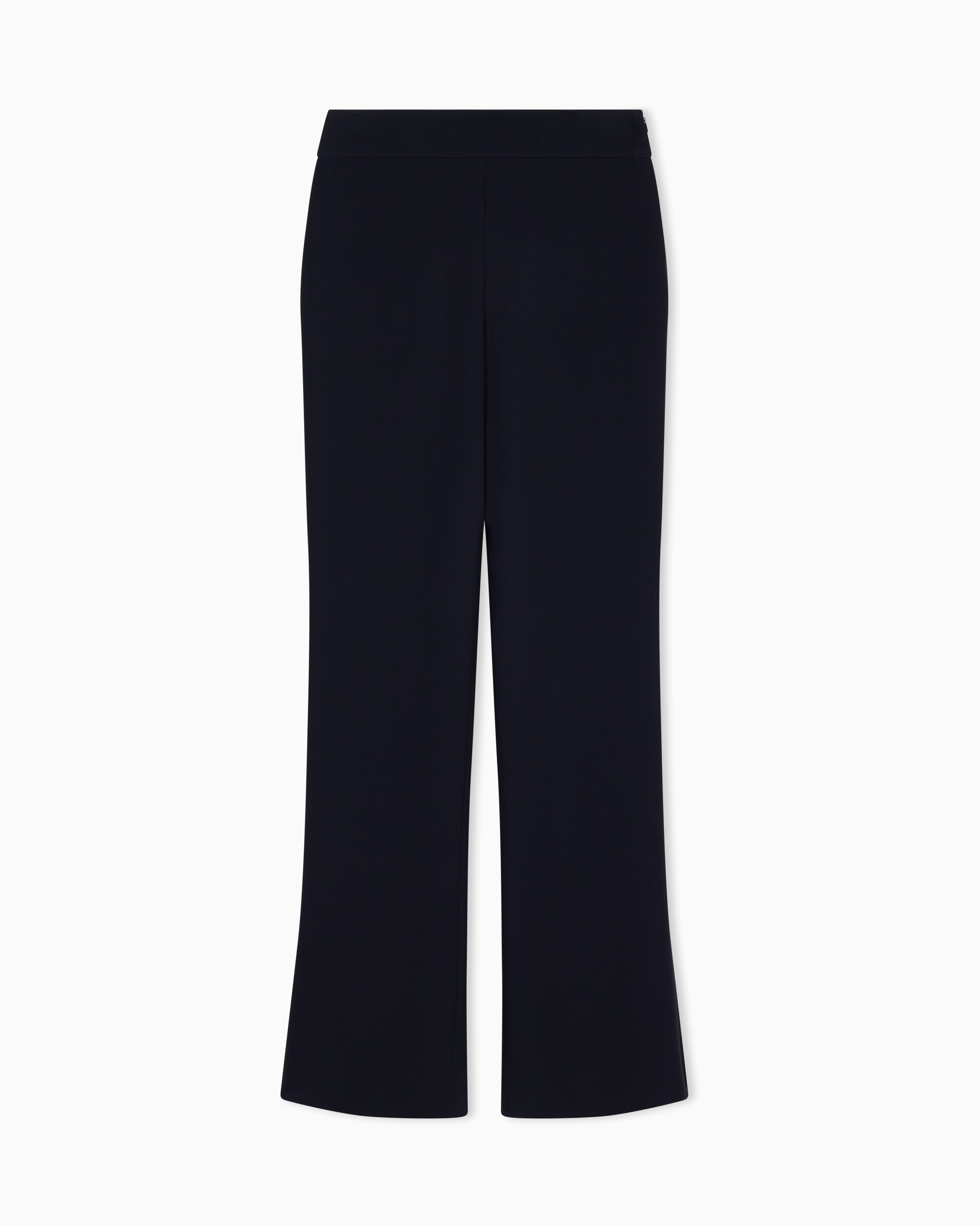 Giorgio Armani Navy Blue Wide Leg Pure Silk Trousers With Pleats