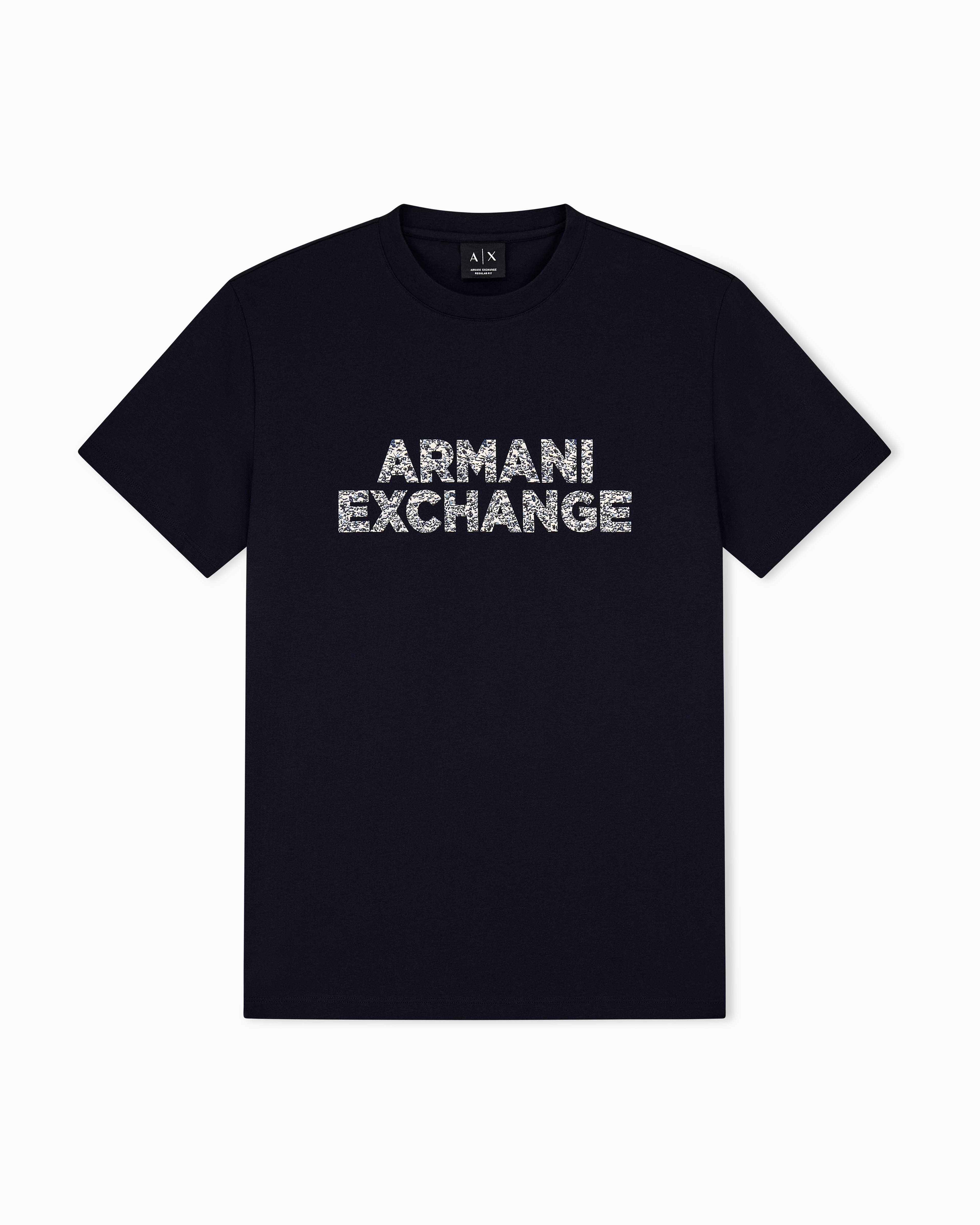 Armani Exchange Navy Blue Regular T-Shirt In Cotton Jersey