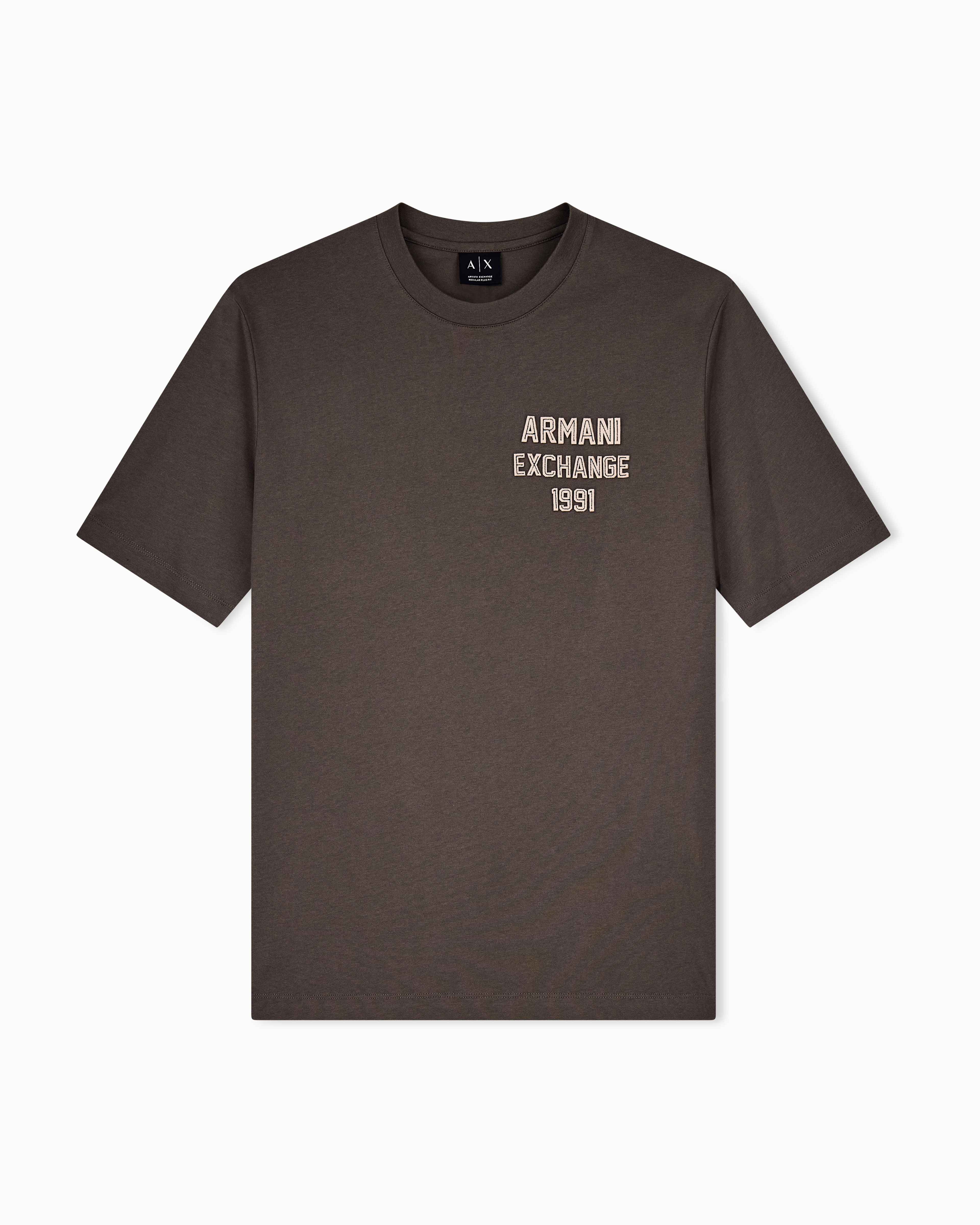 Armani Exchange Brown Regular T-Shirt In Cotton Jersey