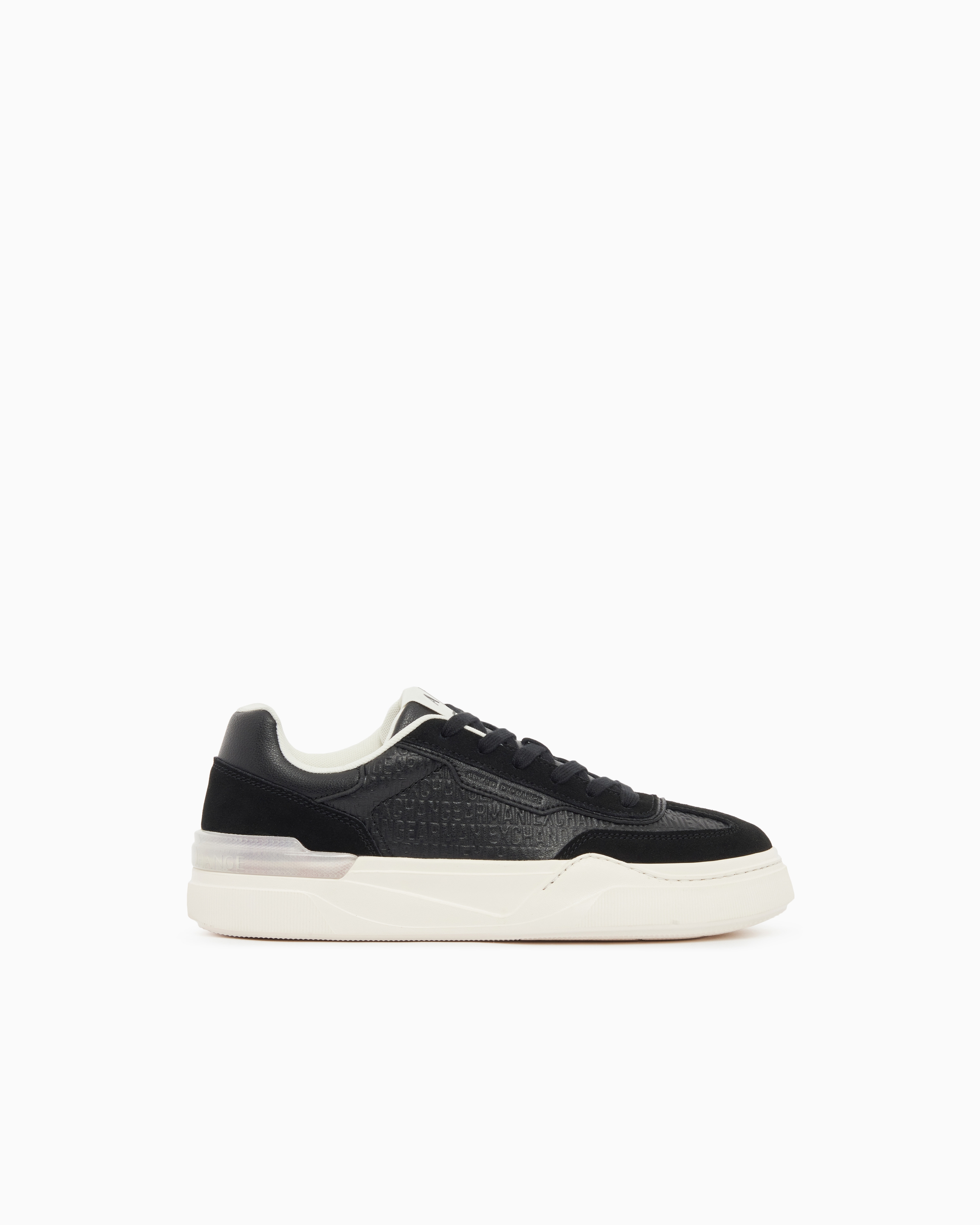 Armani Exchange Black Sneakers With Suede Inserts
