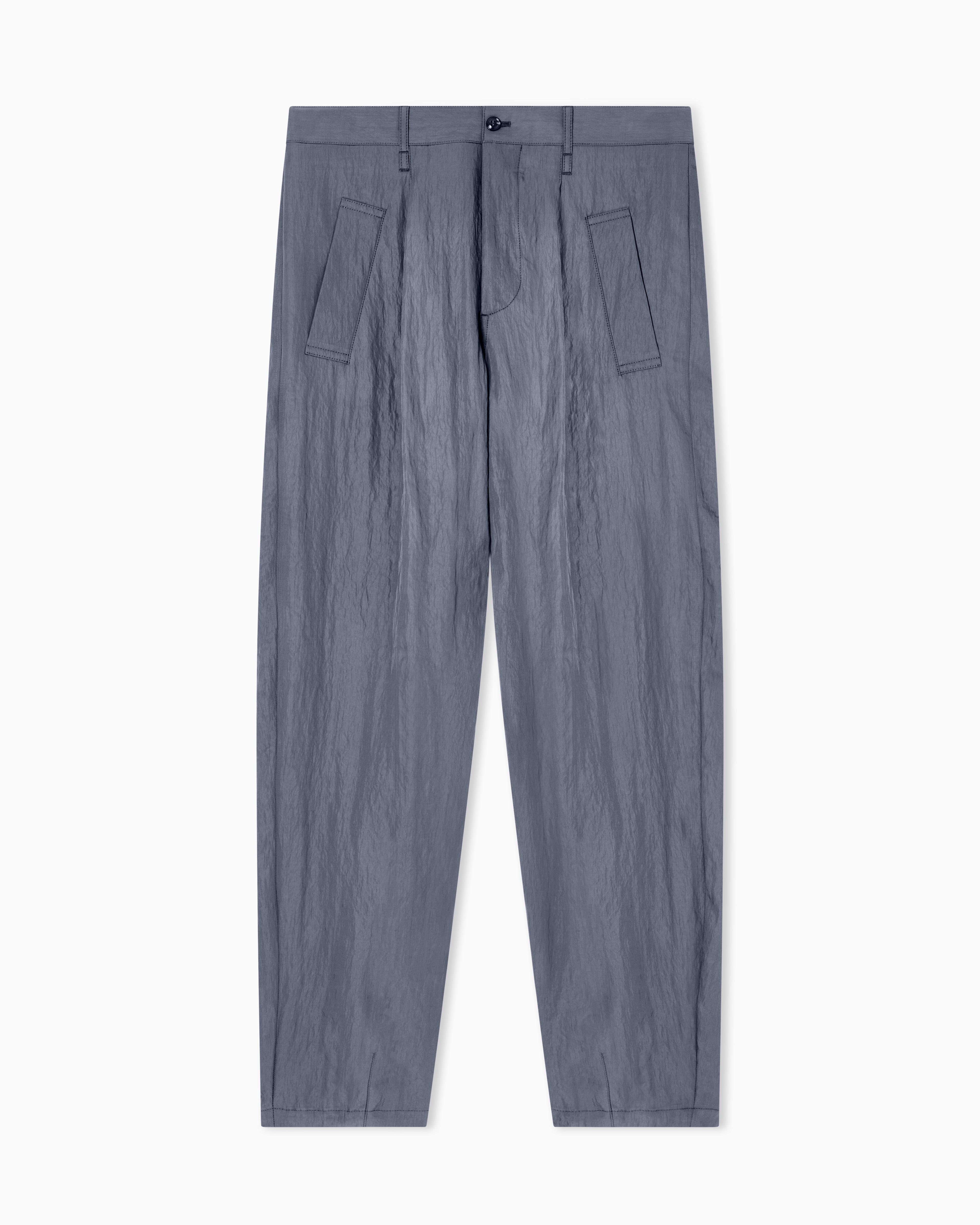 Giorgio Armani Grey Single-Pleat Viscose Technical Twill Trousers