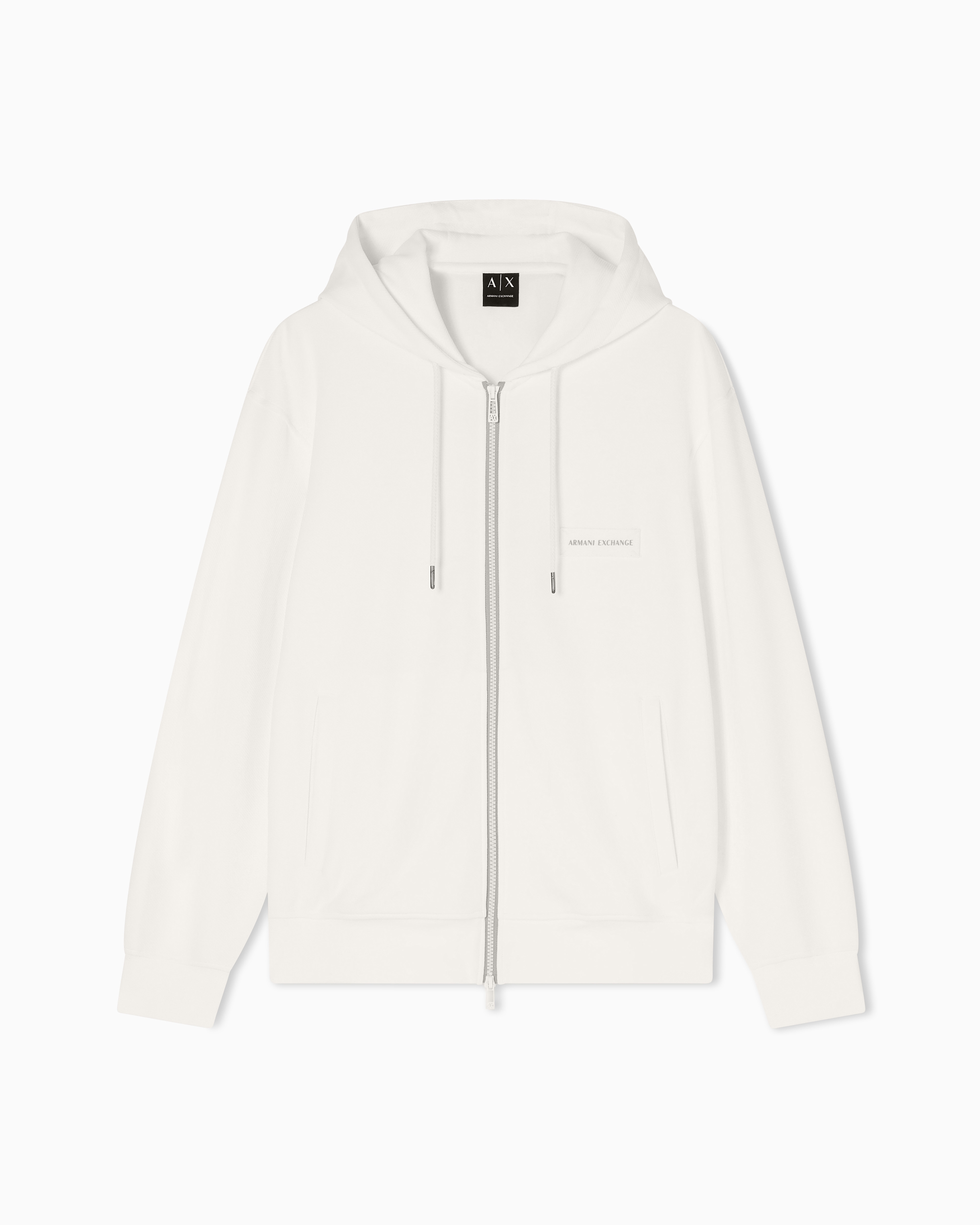 Armani Exchange White Zip-Up Cotton Sweatshirt