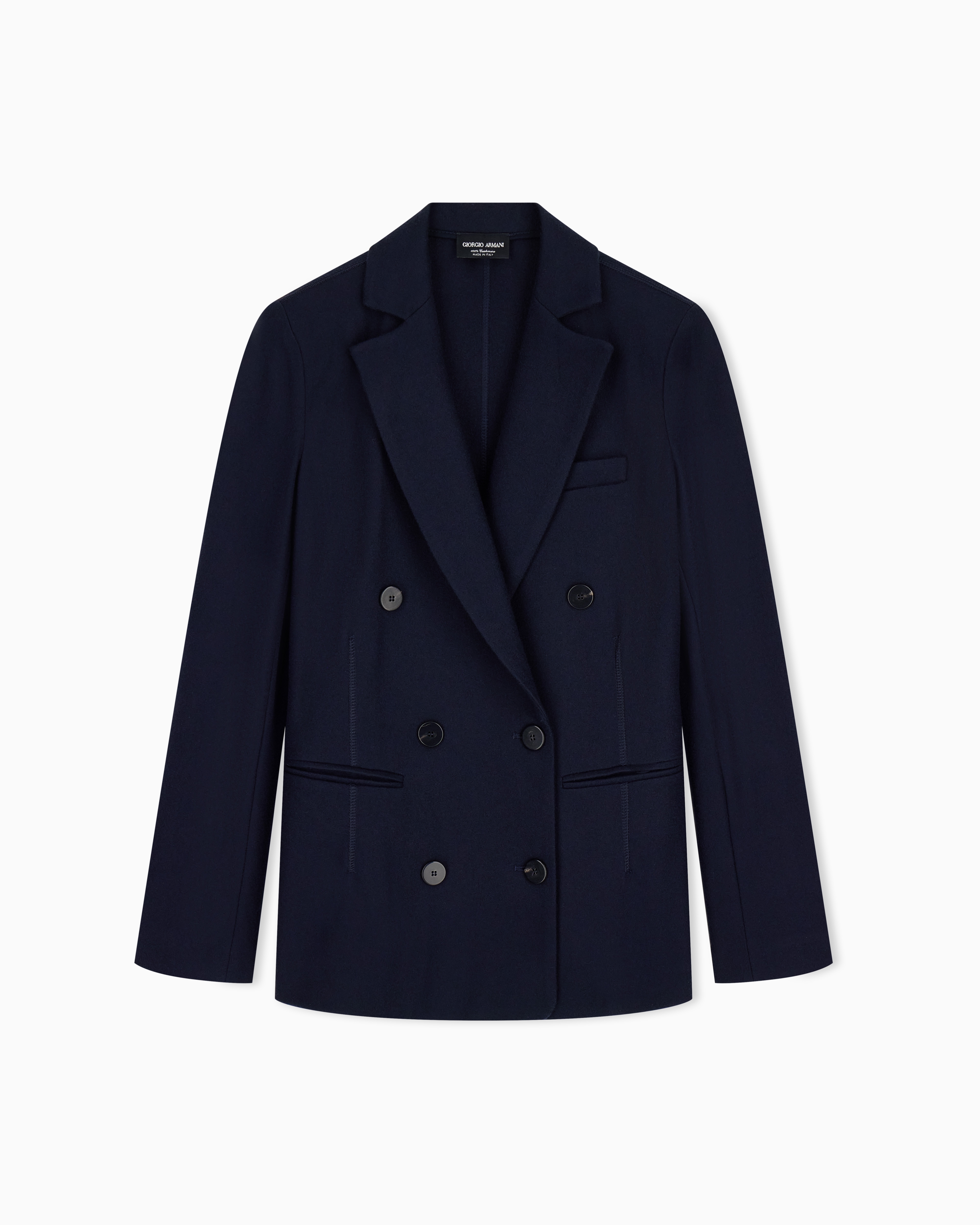 Giorgio Armani Navy Blue Pure Cashmere Jersey Double-Breasted Jacket