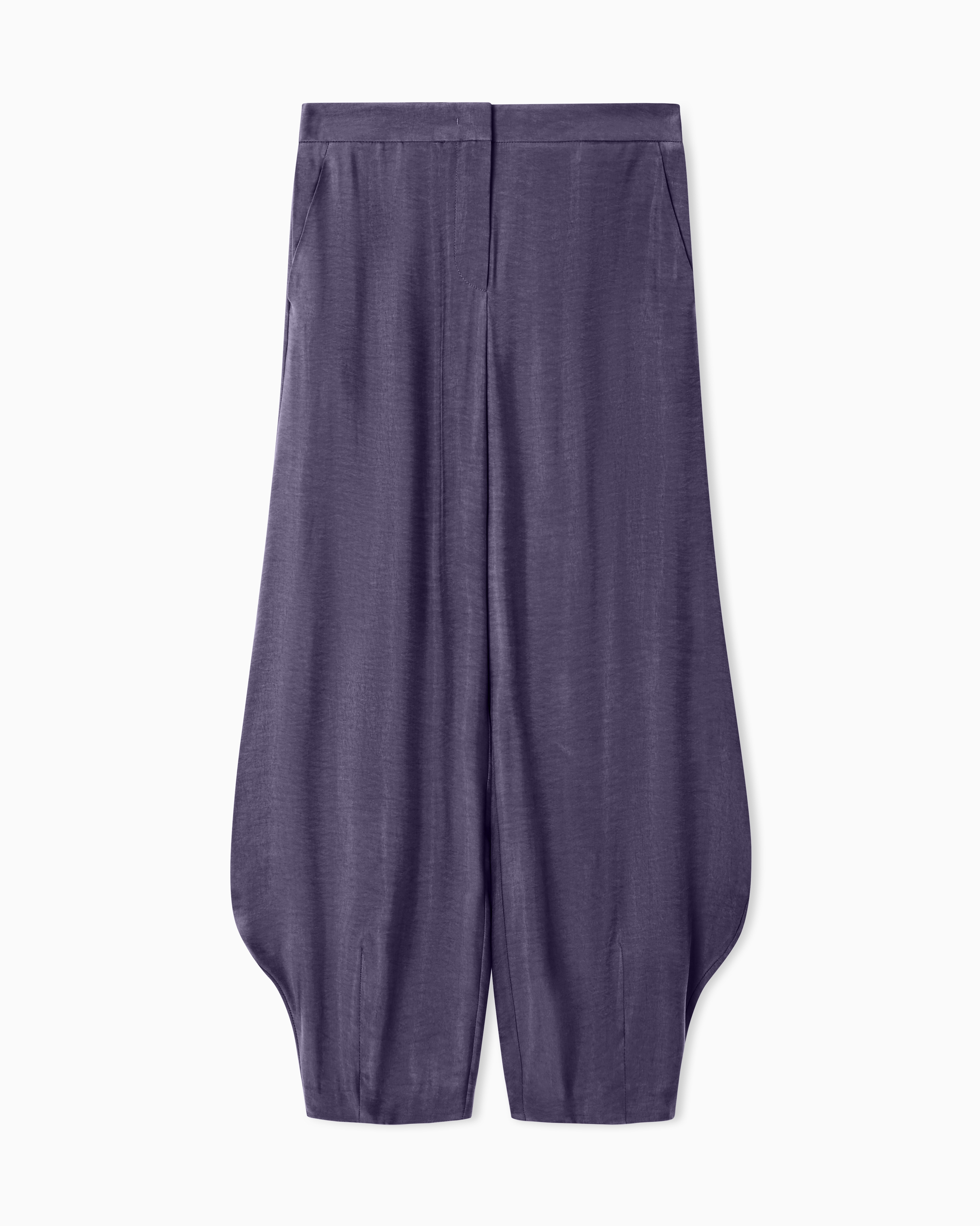 Giorgio Armani Purple Cupro Trousers With Rounded Hem
