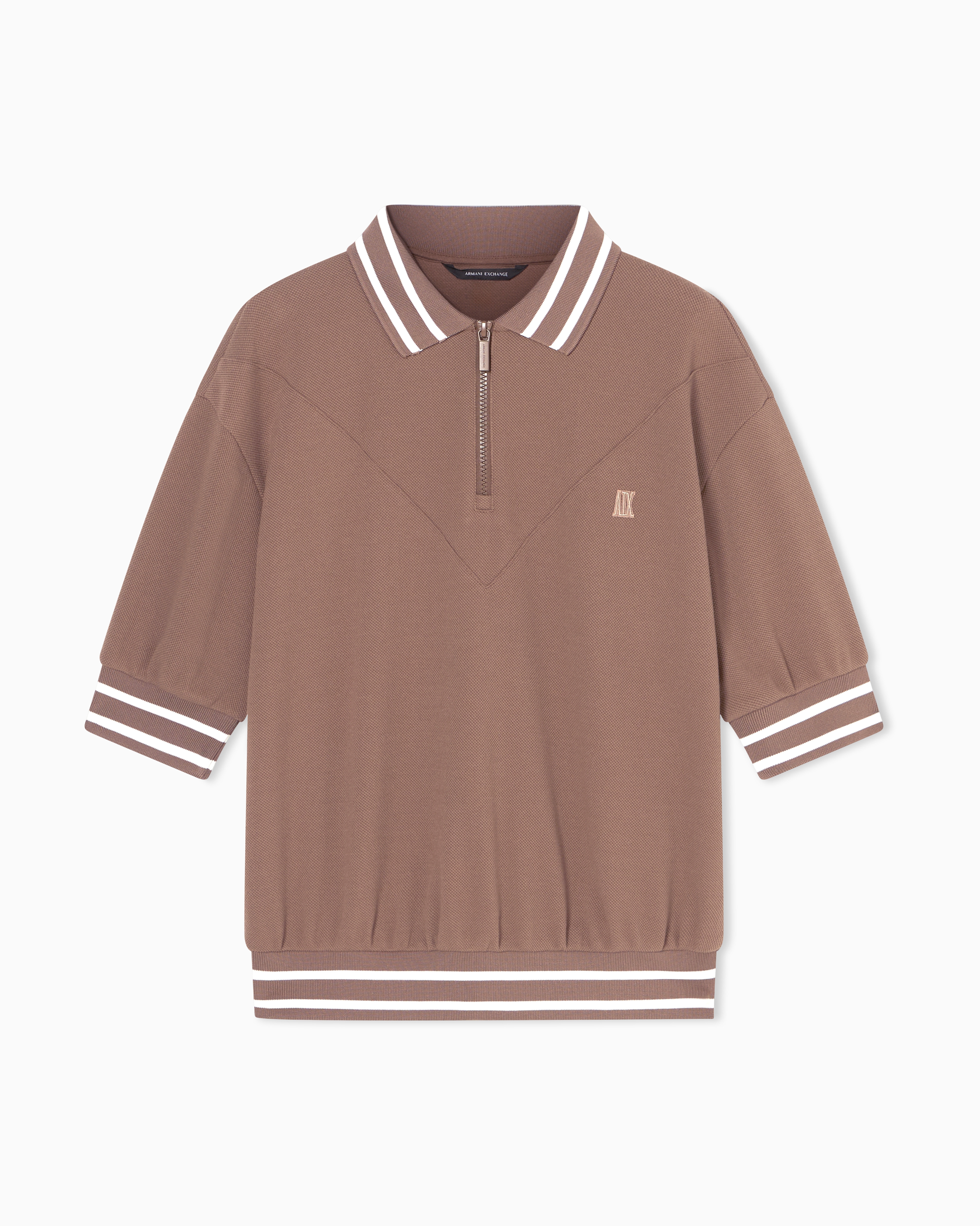 Armani Exchange Polo In Maglia Stretch Con Zip