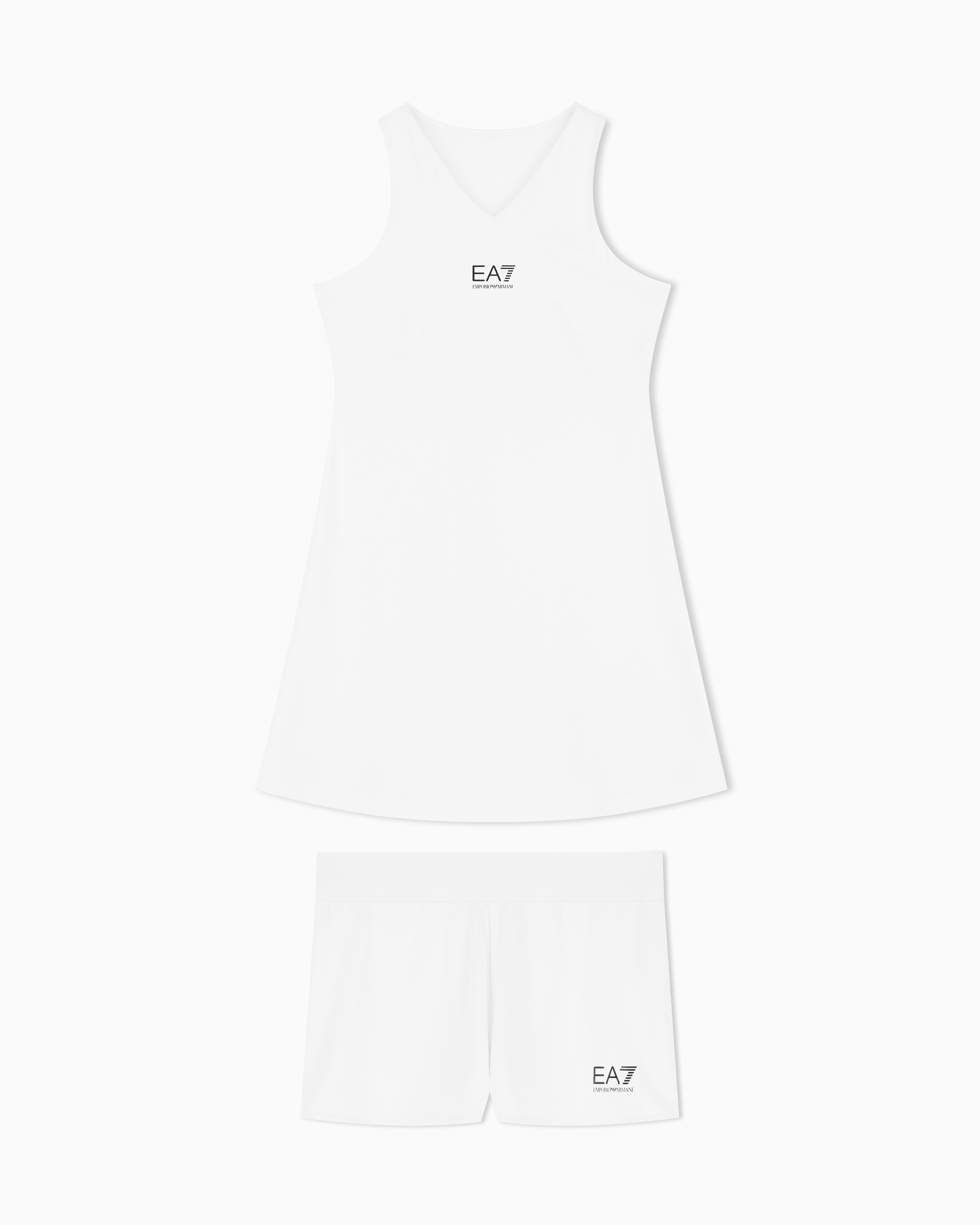 Ea7 White Tennis Pro Dress In Ventus7 Technical Fabric
