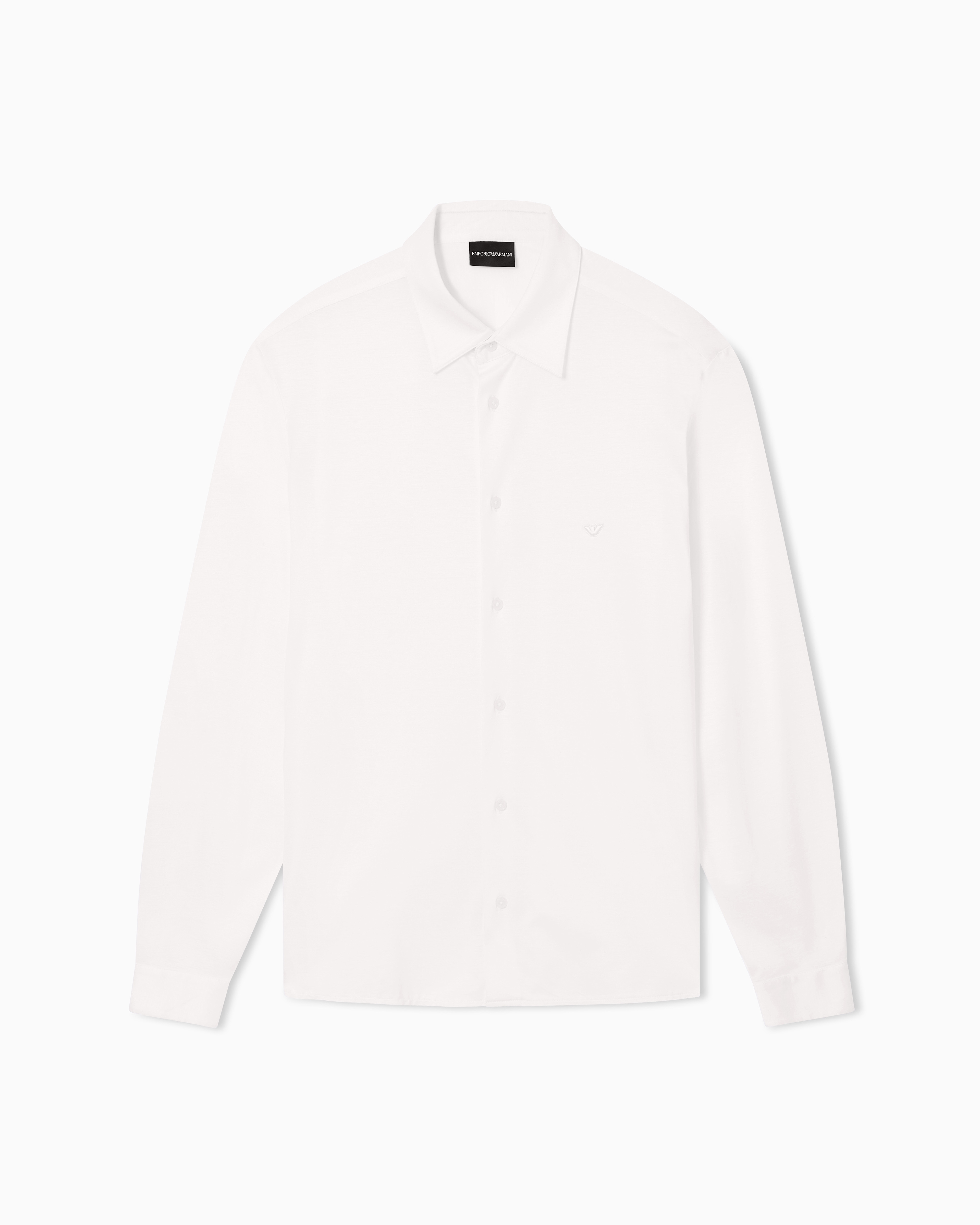 Emporio Armani Men's White Slim-Fit Shirt In A Lyocell-Blend Jersey