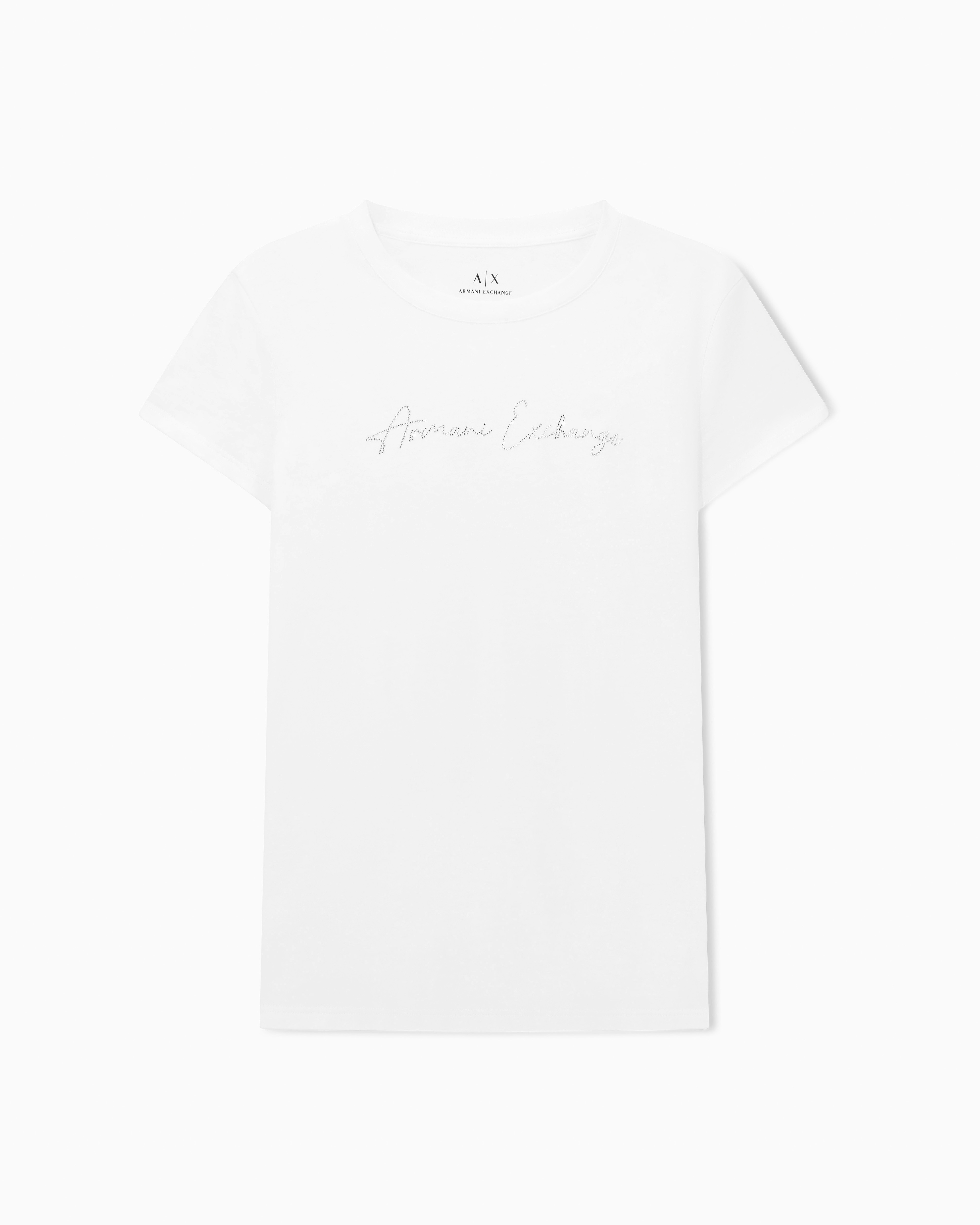 Armani Exchange Women's White Slim Fit T-Shirt In Classic Cotton Jersey