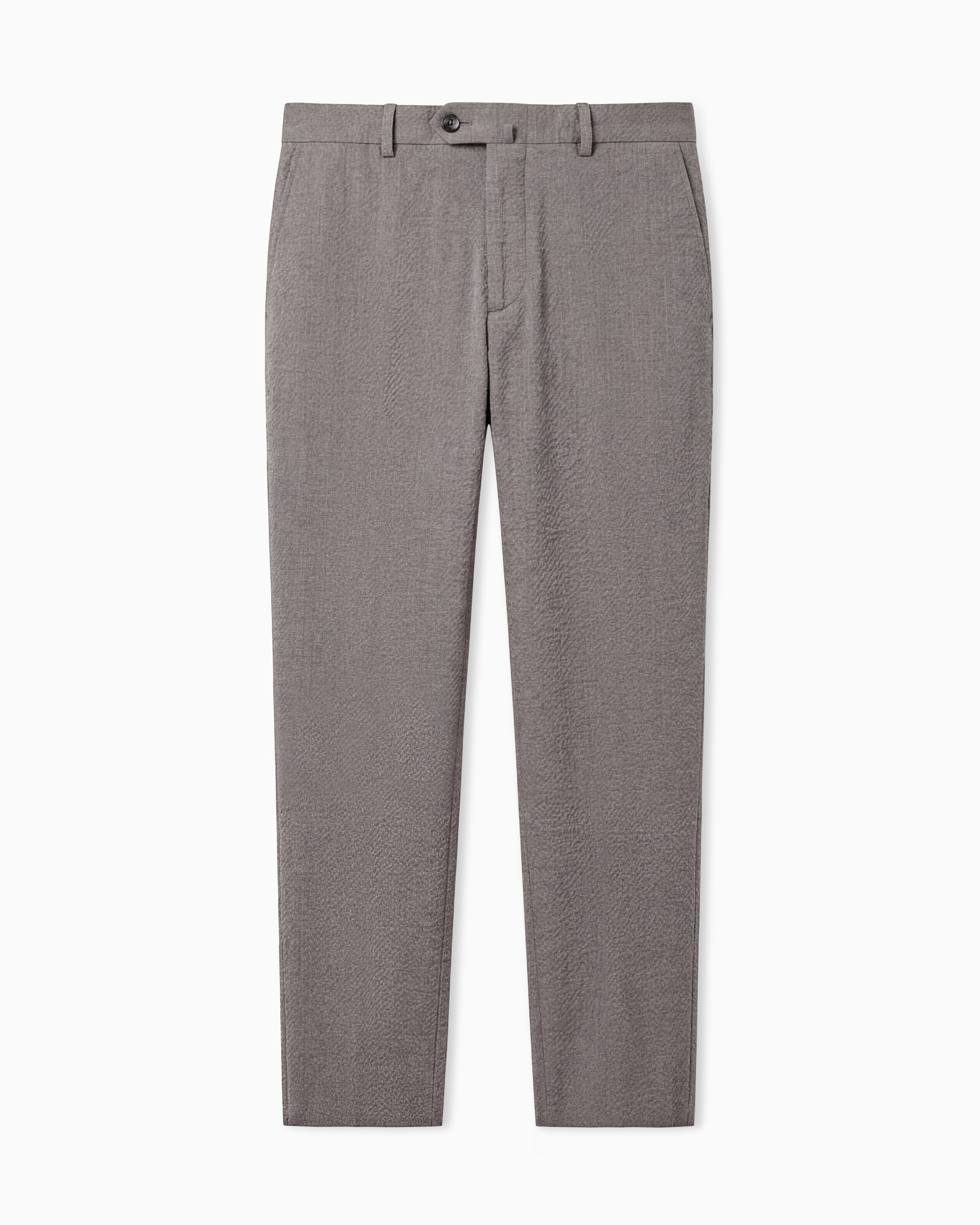 Emporio Armani Grey Chinos In Light Wool Stretch Seersucker