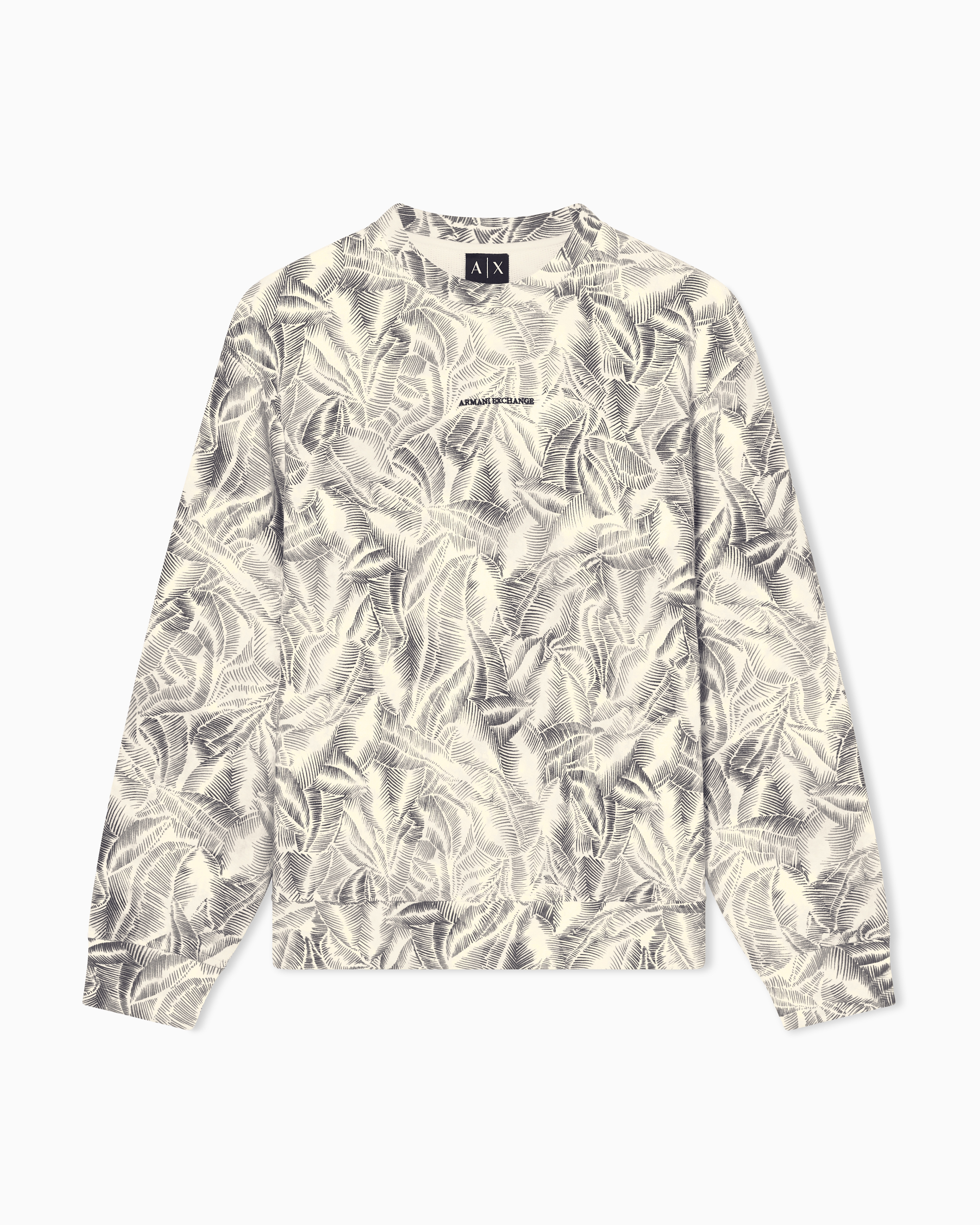 Armani Exchange Beige French Terry Hoodless Sweatshirt