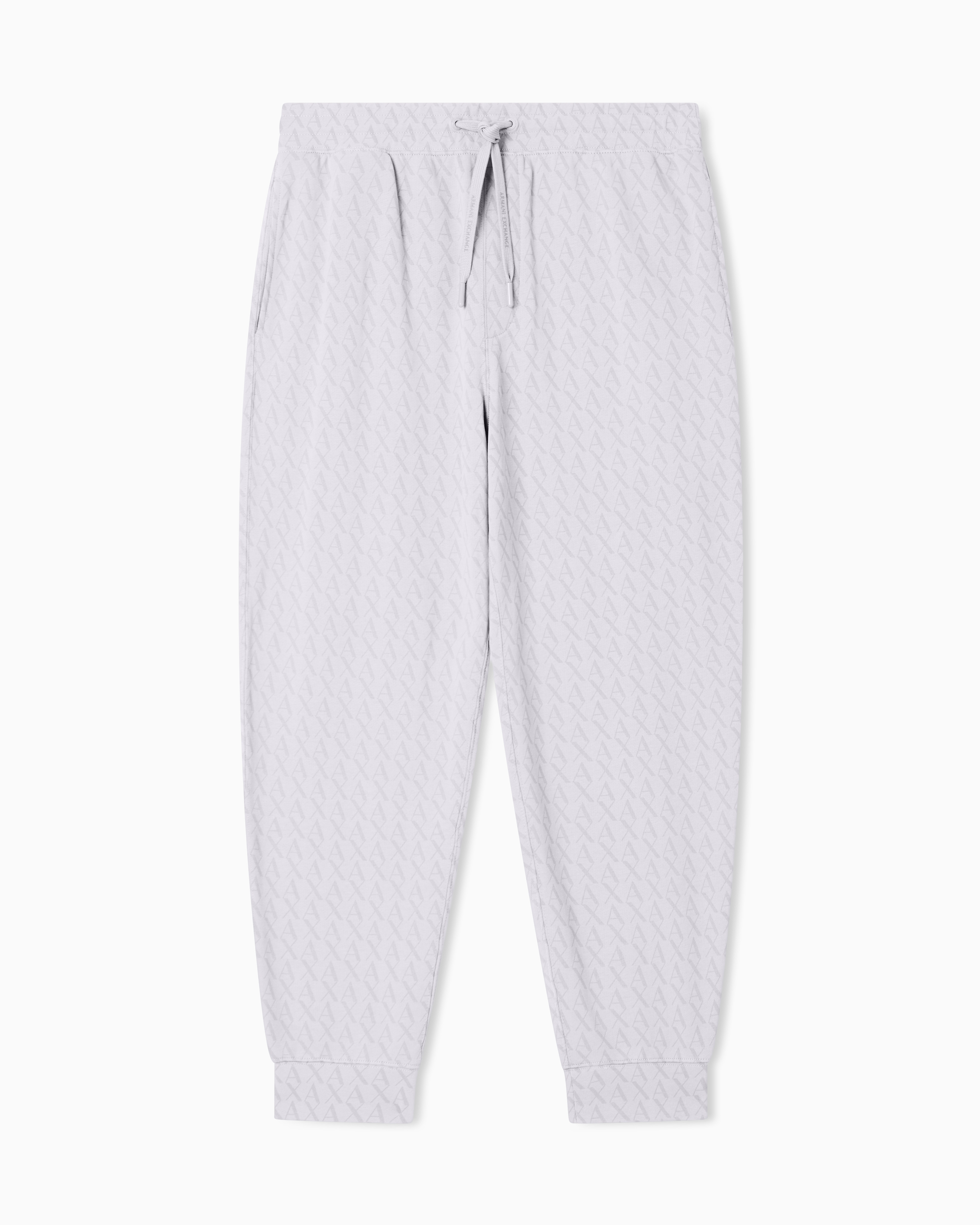 Armani Exchange Grey Jogger Pants With All-Over Logo Print