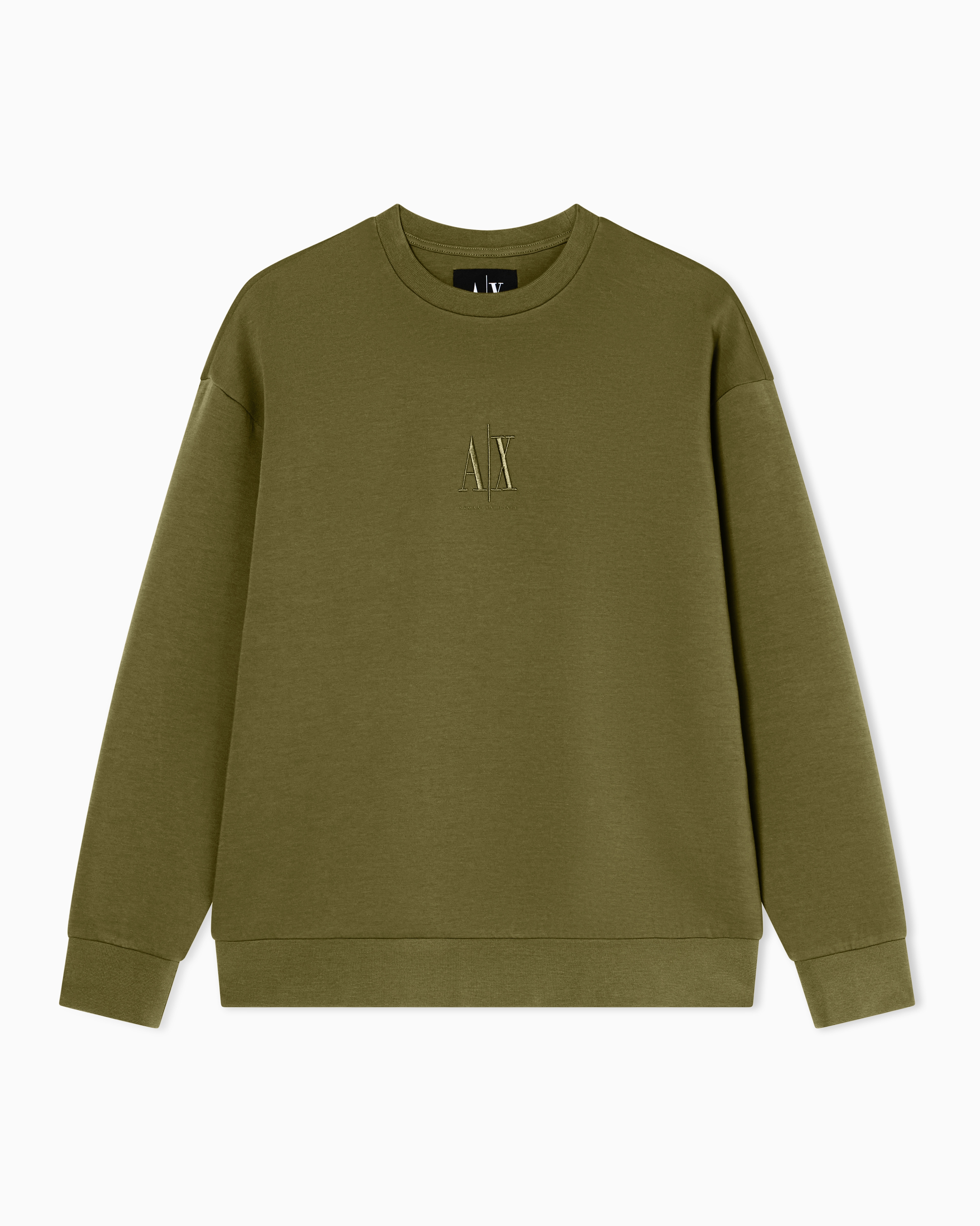Armani Exchange Green Bonded Stretch Sweatshirt With Logo