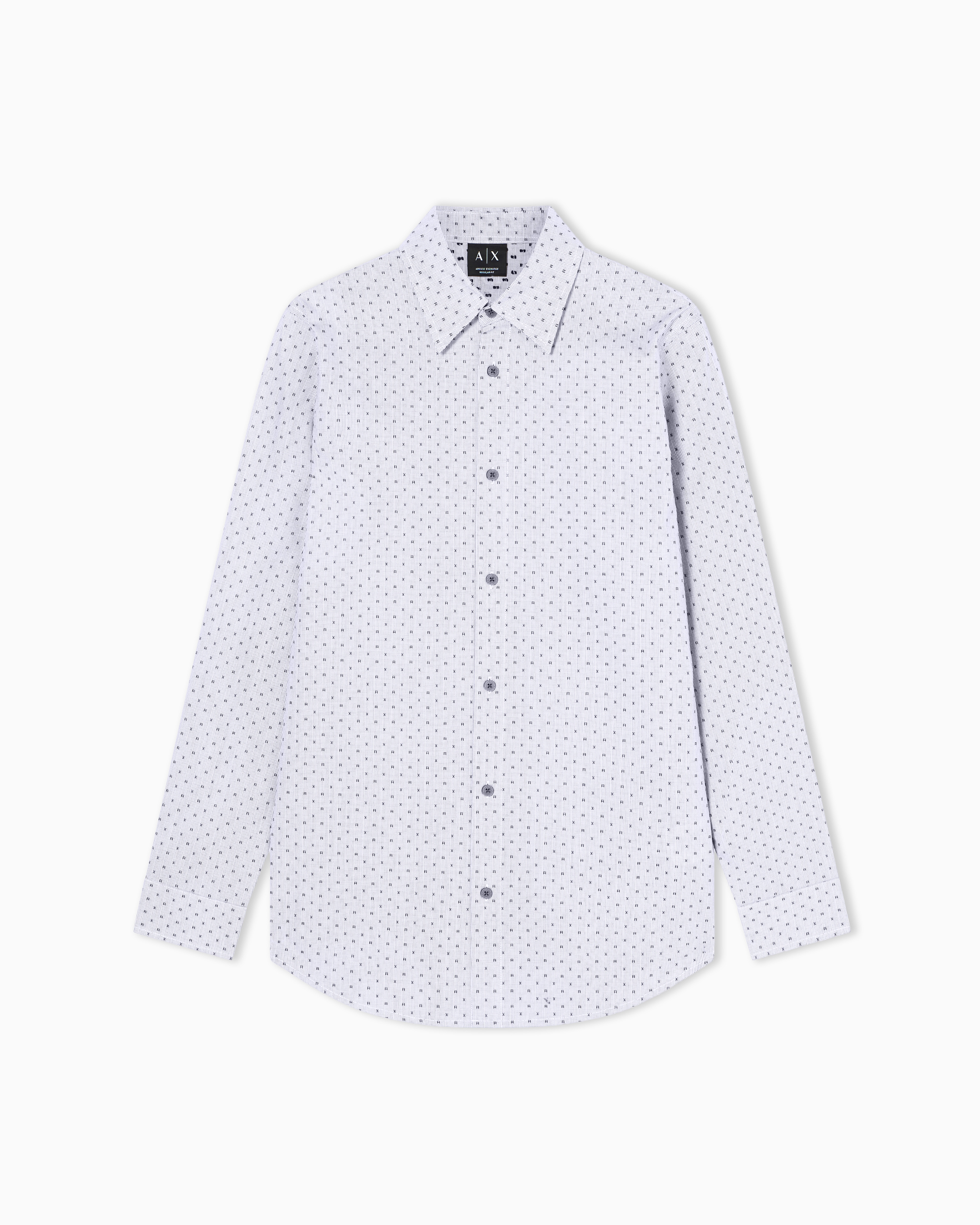 Armani Exchange Blue Regular-Fit Jacquard Yarn-Dyed Cotton Shirt