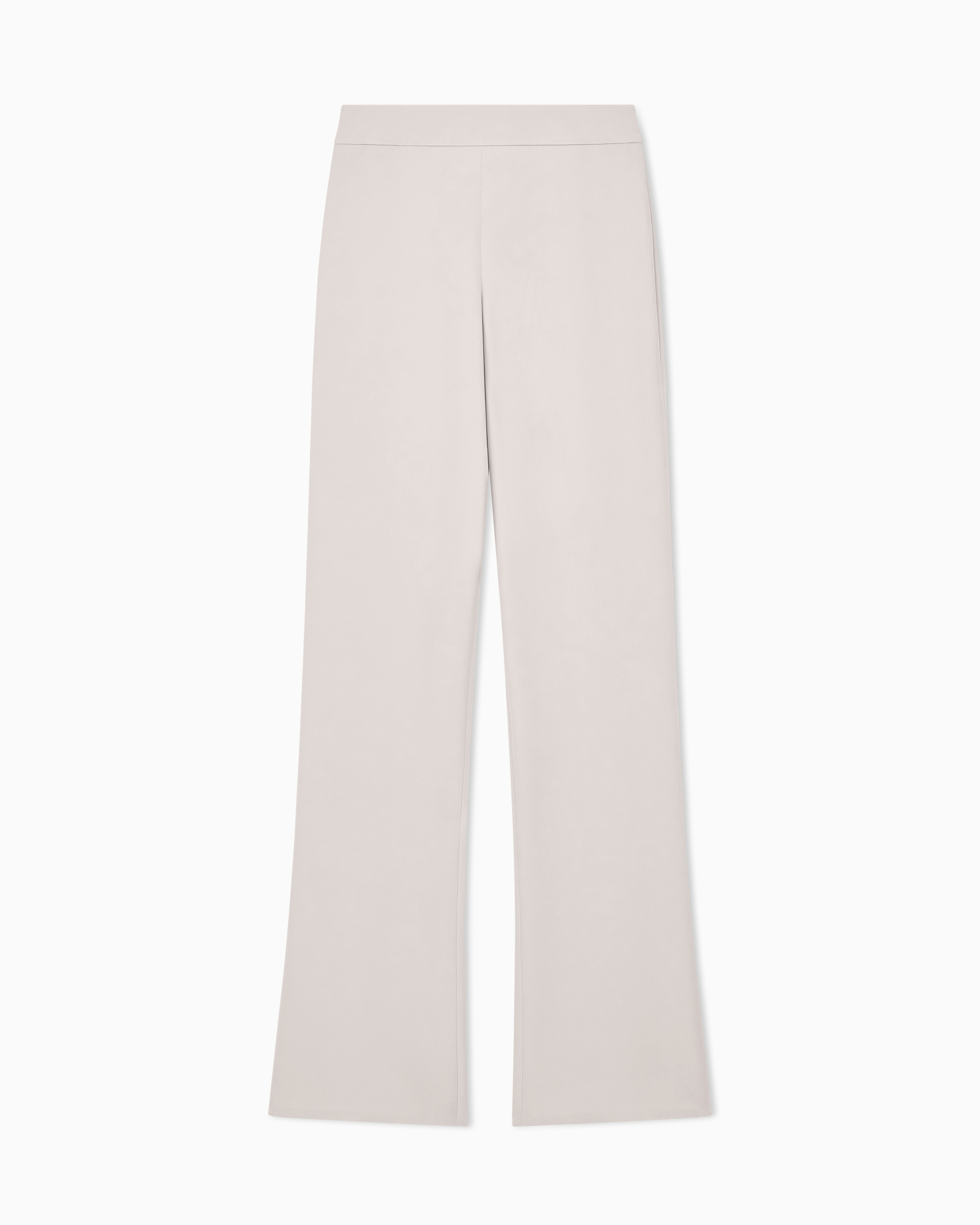 Giorgio Armani White Wide Leg Pure Silk Trousers With Pleats
